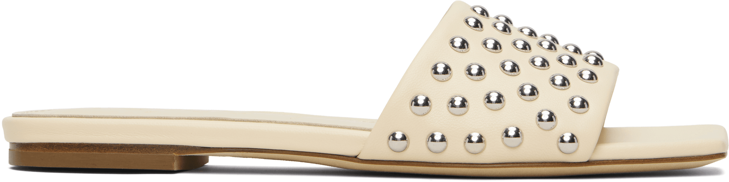 Beige Anna Studded Leather Sandals - Image 1