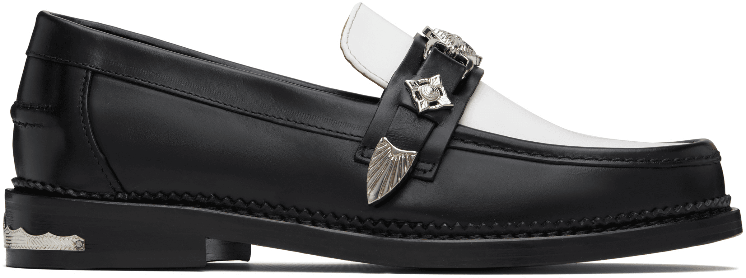 SSENSE Exclusive Black & White Metal Loafers - Image 1