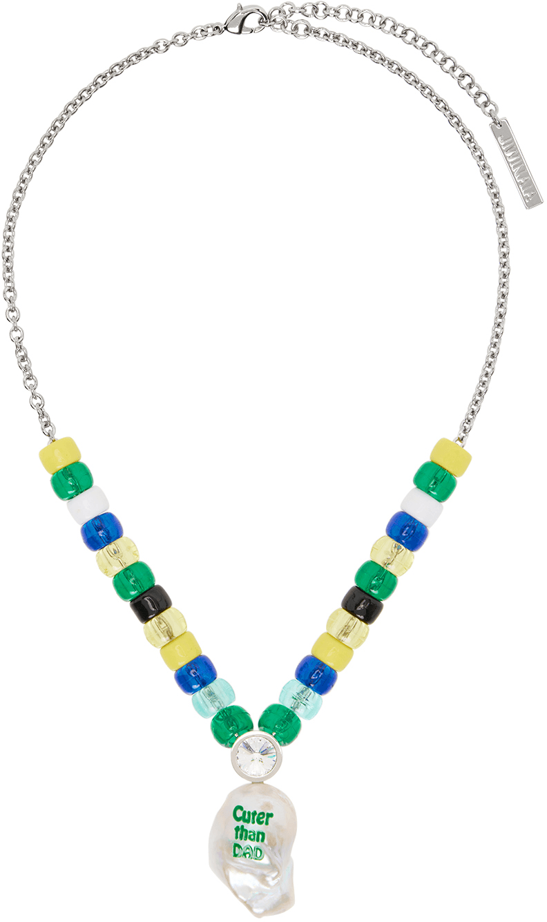 SSENSE Exclusive Kids Silver 'Cuter Than Dad' Necklace - Image 1