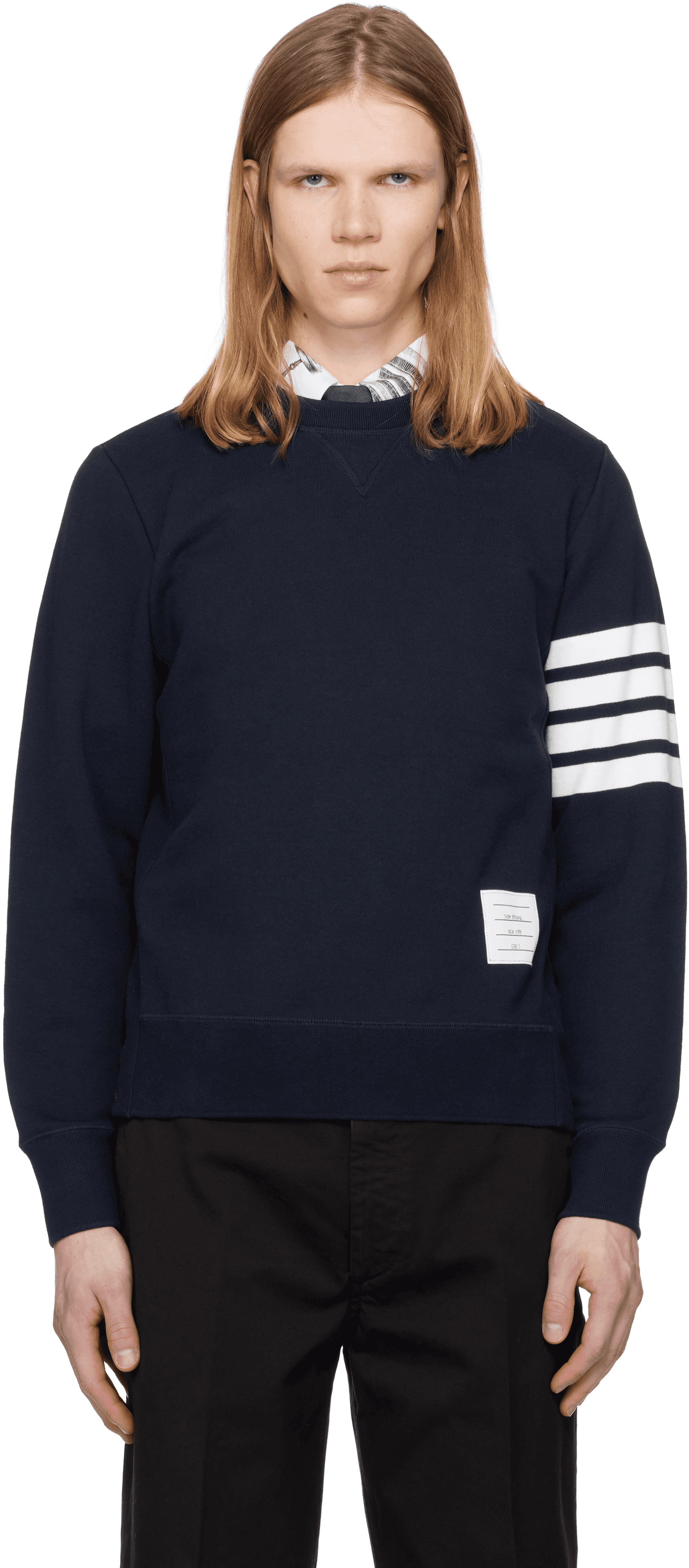Navy Classic Loopback 4-Bar Sweatshirt - Image 1