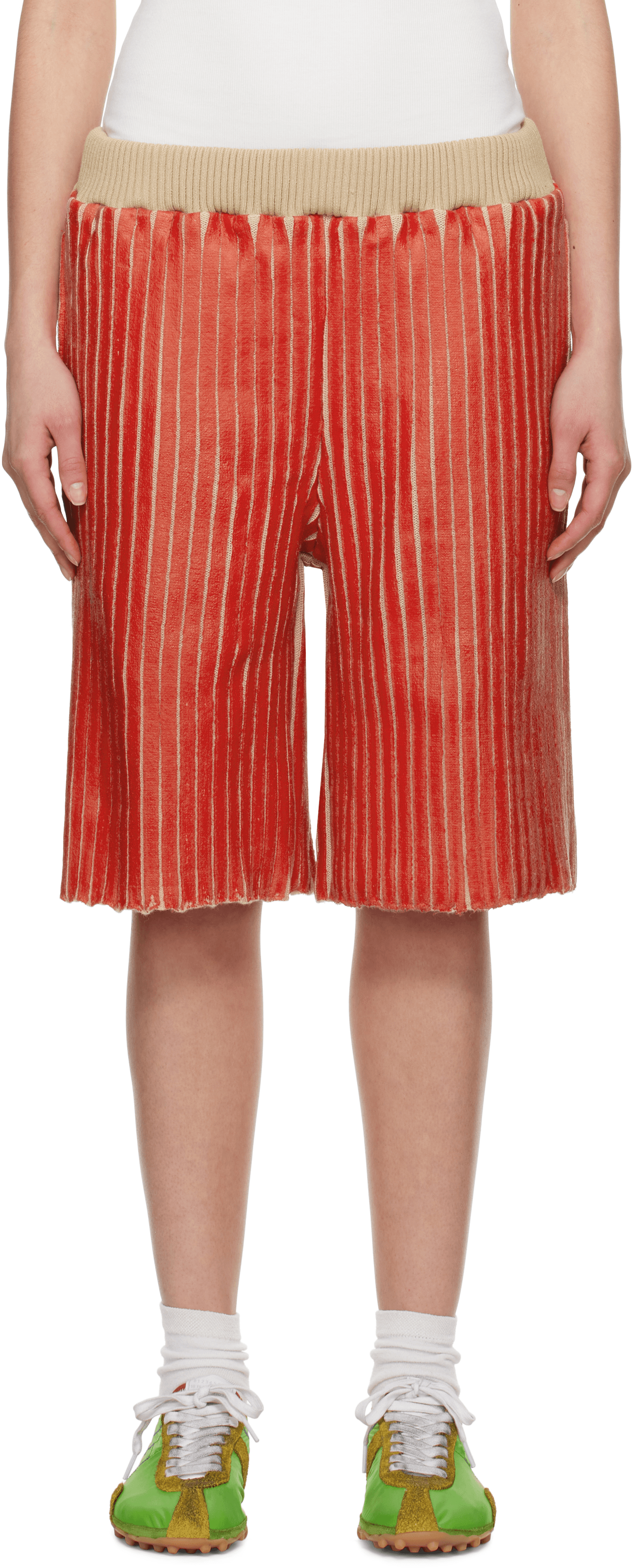 SSENSE Exclusive Red Ribbed Shorts - Image 1