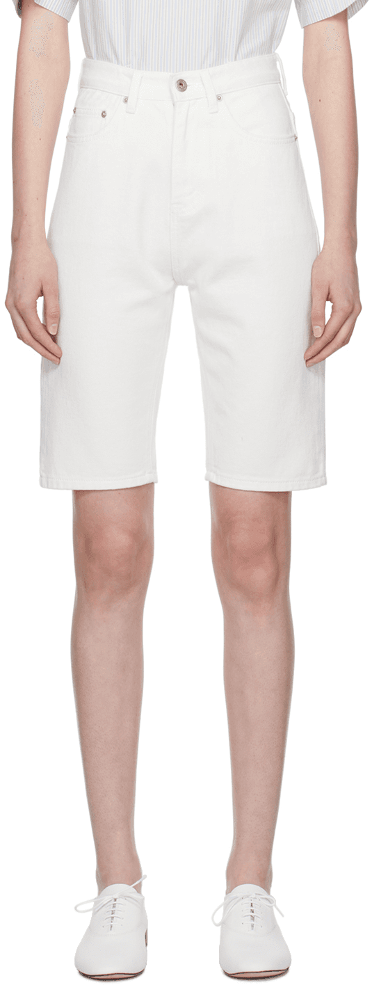 White Half White Denim Shorts - Image 1