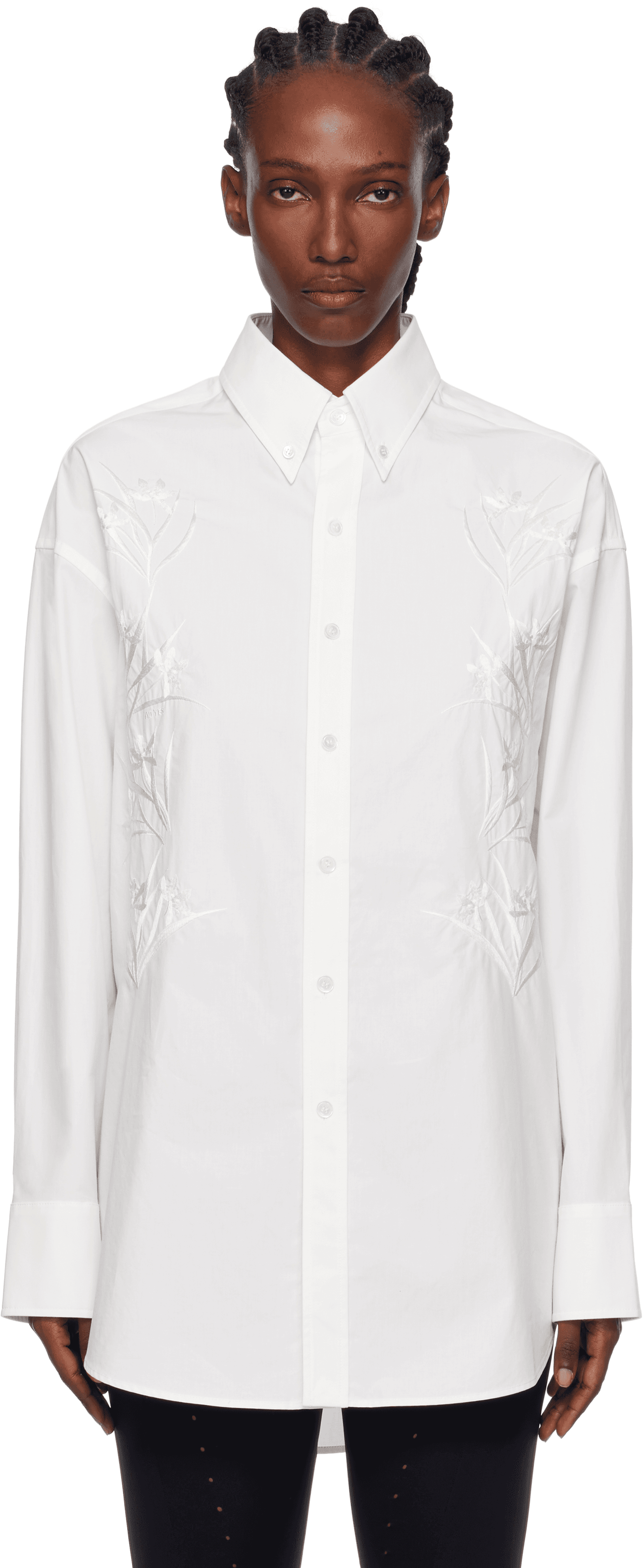 White Embroidery Poplin Shirt - Image 1