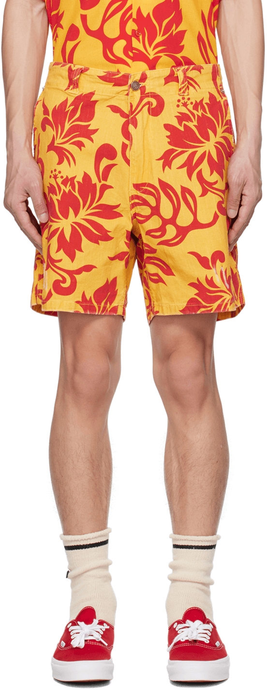 Yellow Graphic Shorts - Image 1