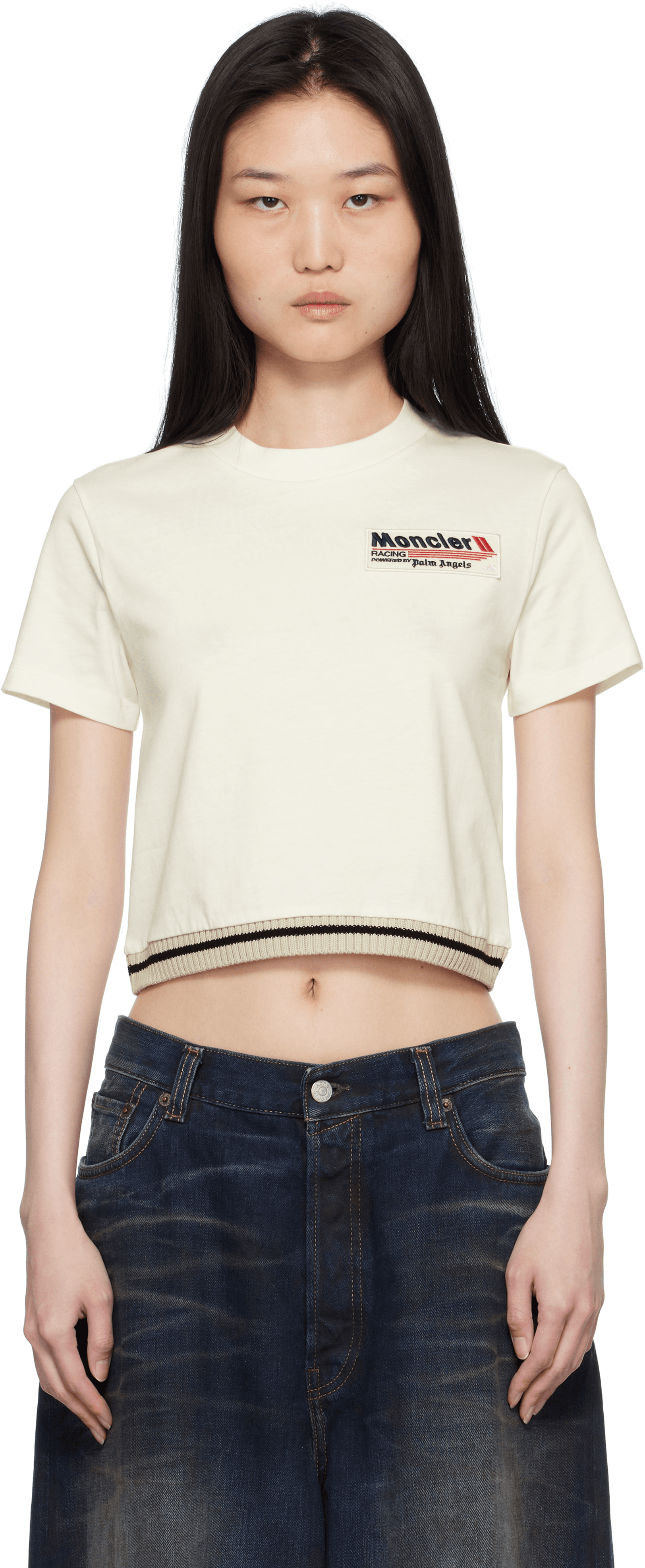 Moncler x Palm Angels White Racing T-shirt - Image 1