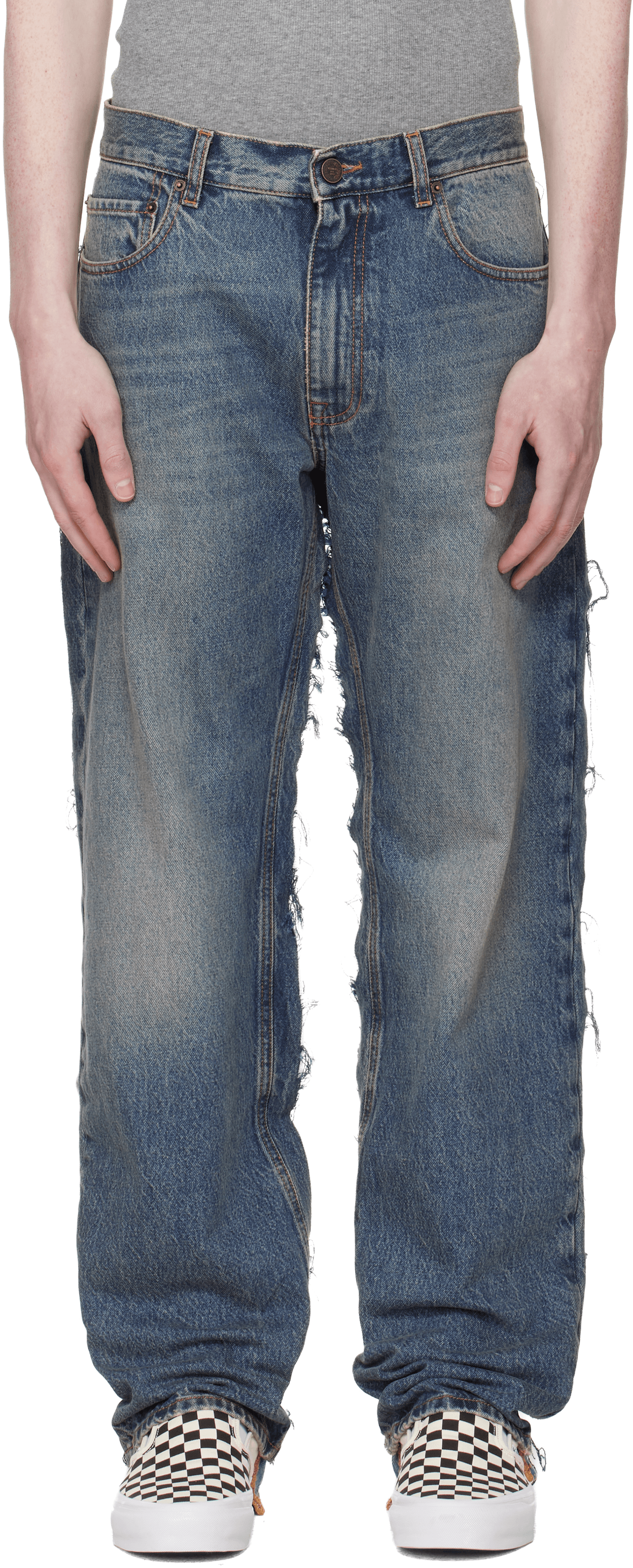 Blue Cut-Up Back Jeans - Image 1