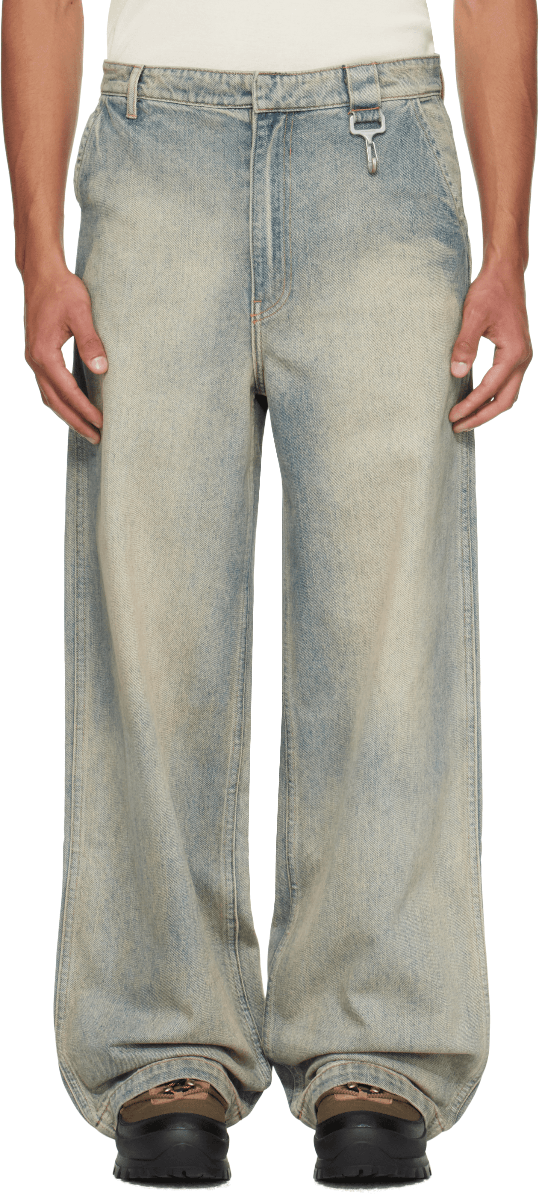 Blue Concealed Button Straight Leg Jeans - Image 1