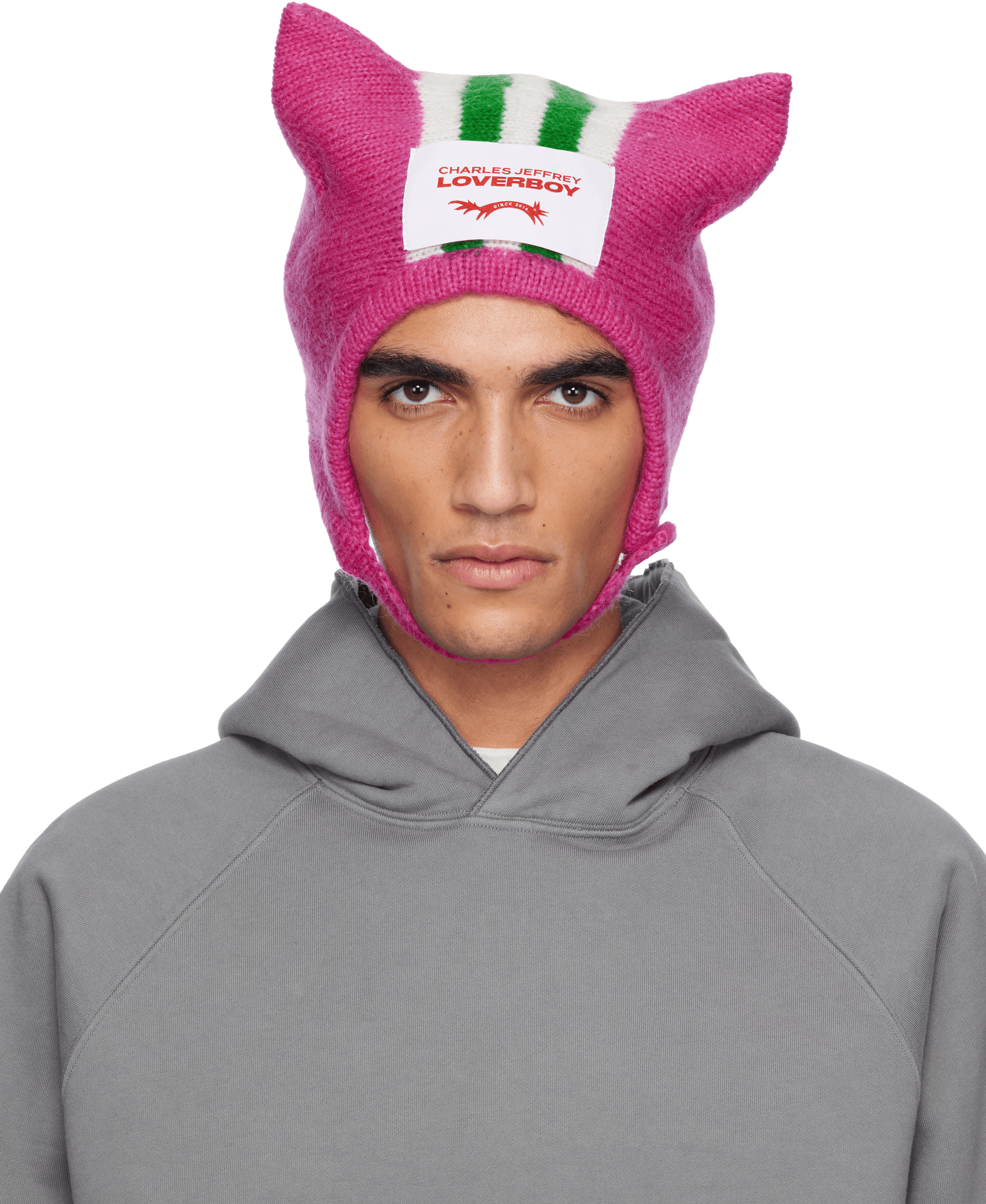 Pink Ears Bonnet Beanie - Image 1
