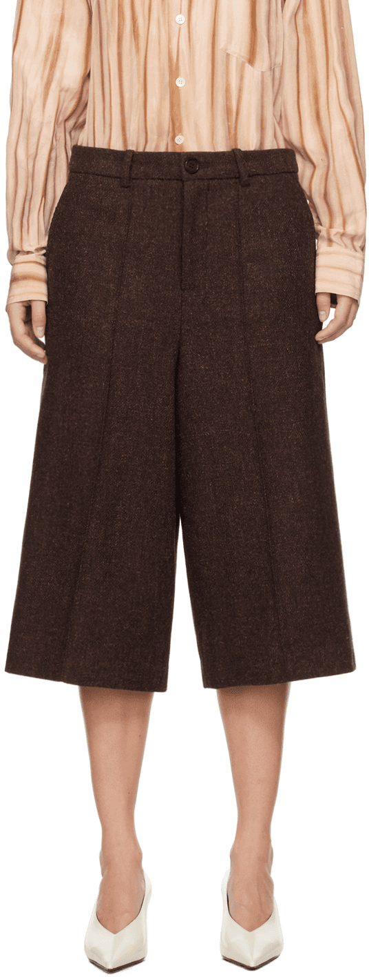 Burgundy Wool Bermuda Shorts - Image 1