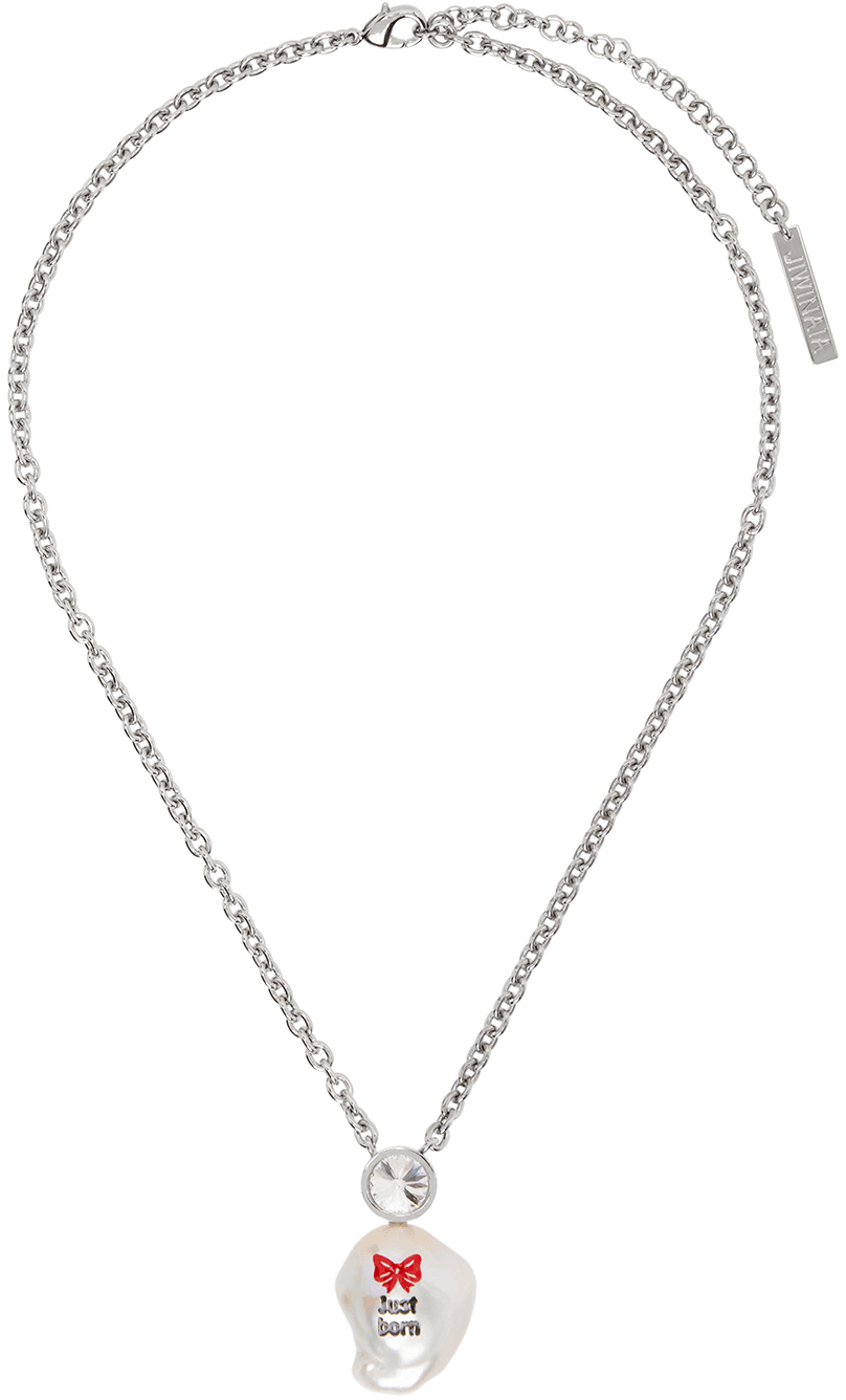 SSENSE Exclusive Kids Silver 'Just Born' Necklace - Image 1