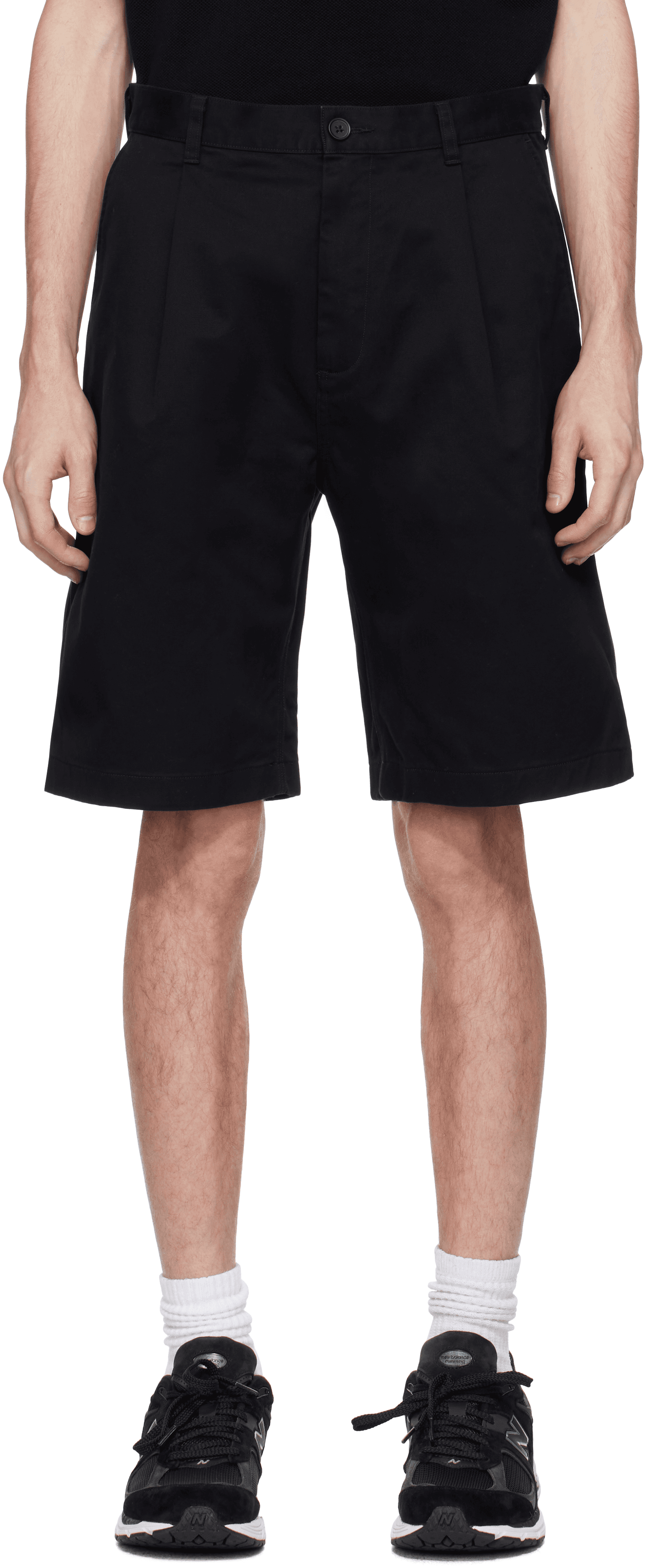 Black Cotton Chino Sophomore Relaxed 10" Shorts - Image 1