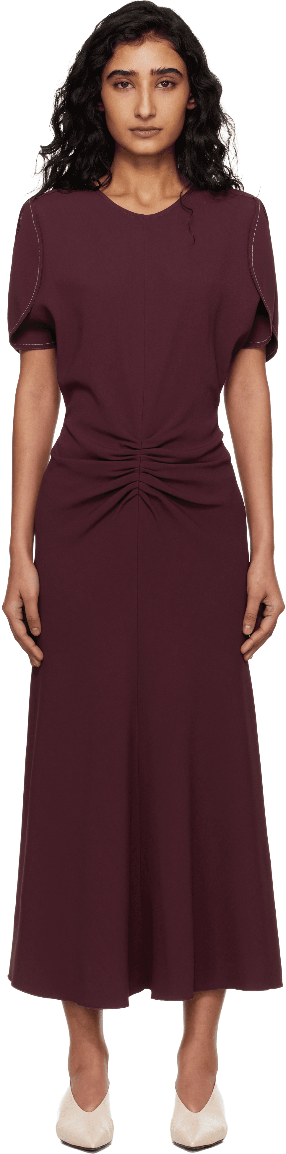 Burgundy Bela Midi Dress - Image 1