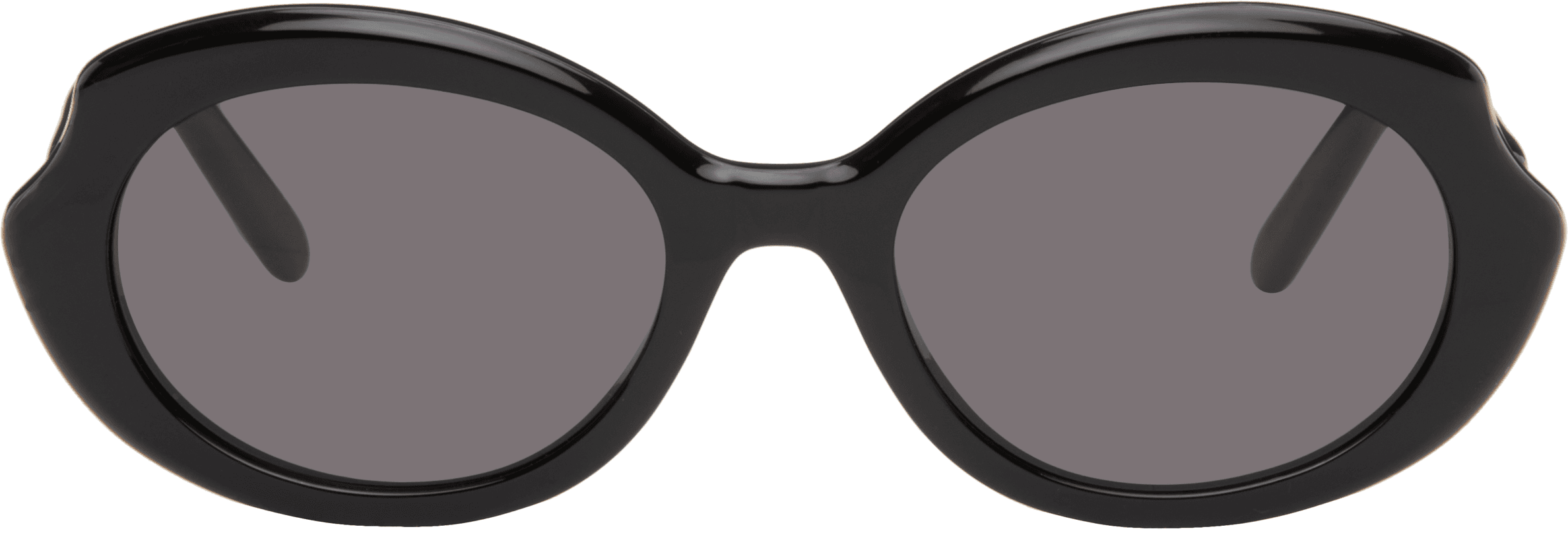 Black Mini Oval Slim Sunglasses - Image 1