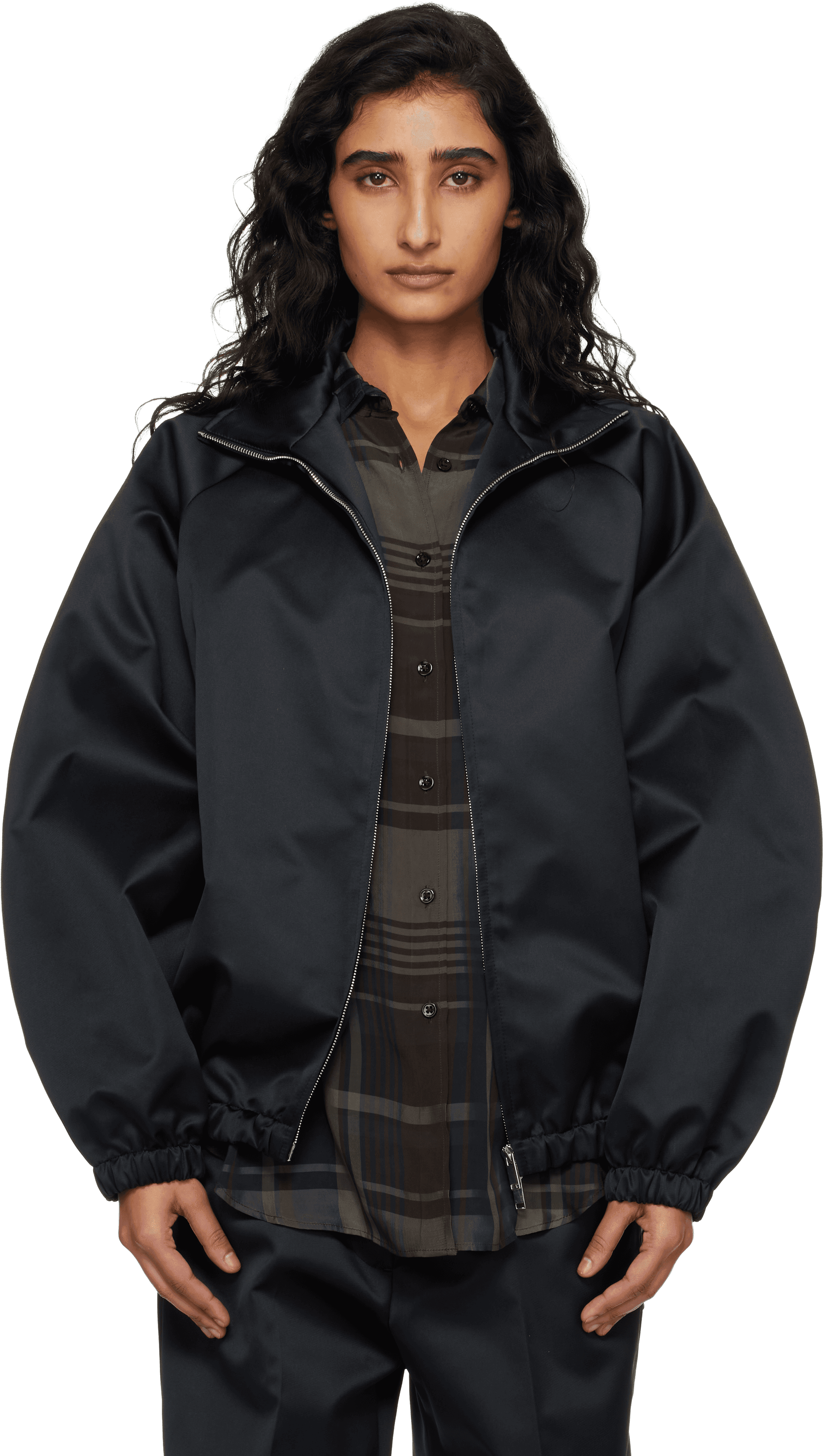 Black Baxter Satin Track Jacket - Image 1