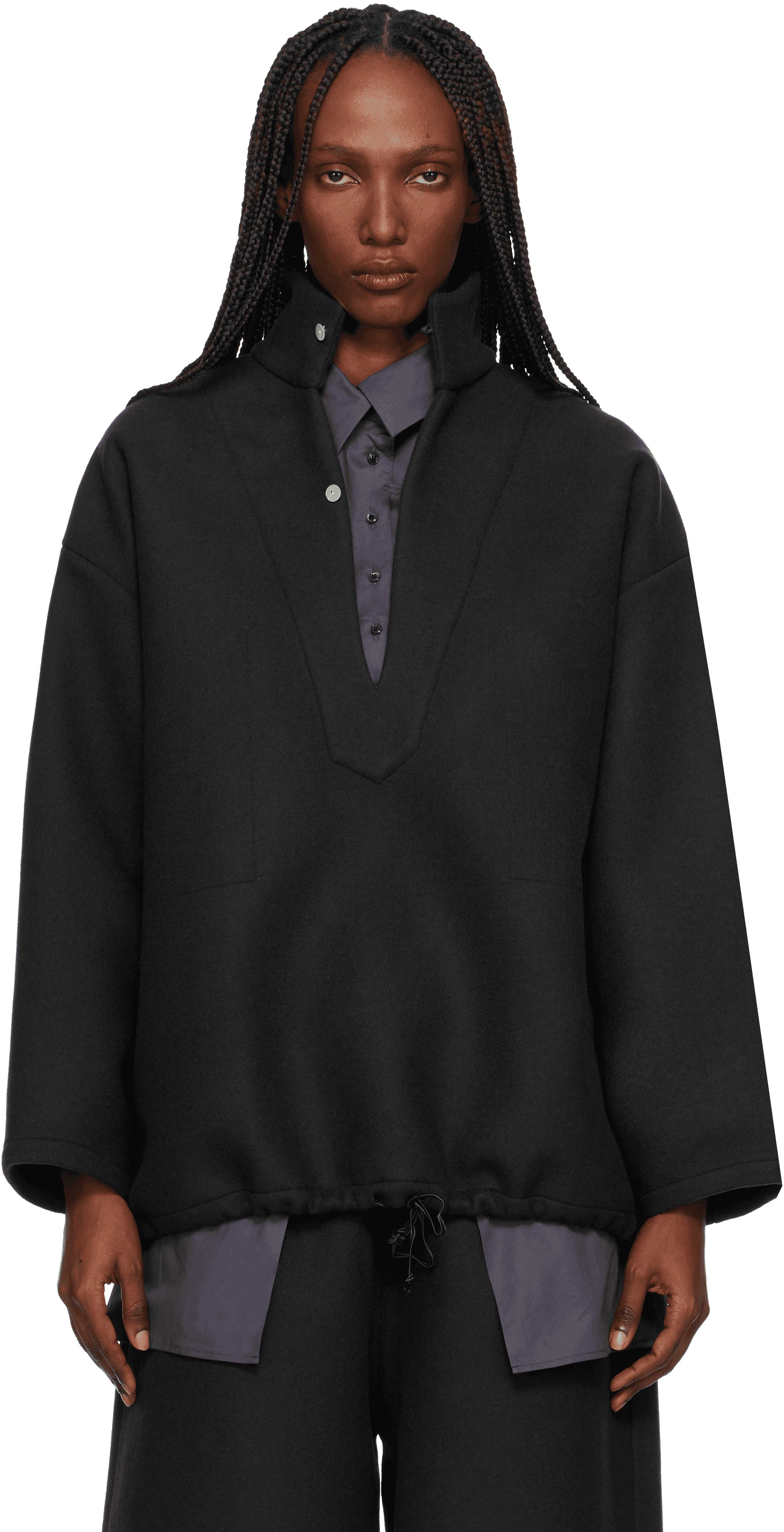 Gray Double Face Wool Vareuse Turtleneck - Image 1