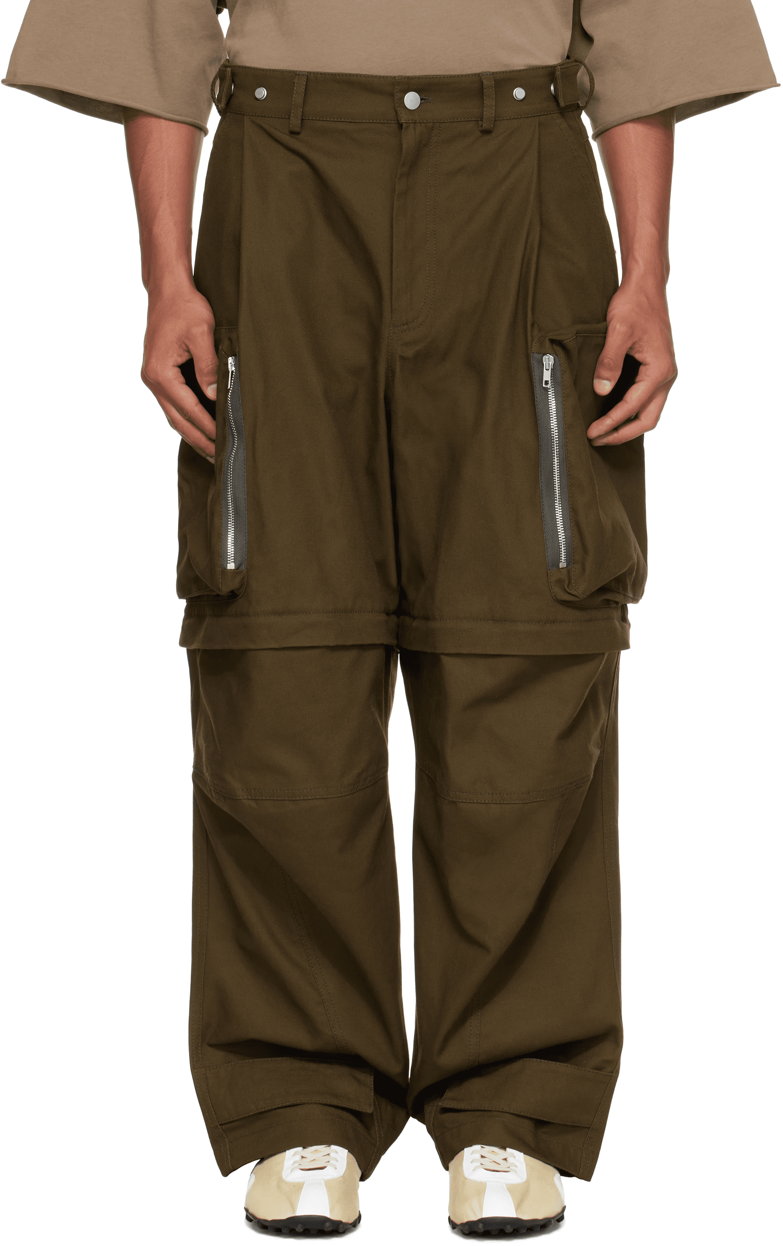 Khaki Cotton Cargo Pants - Image 1
