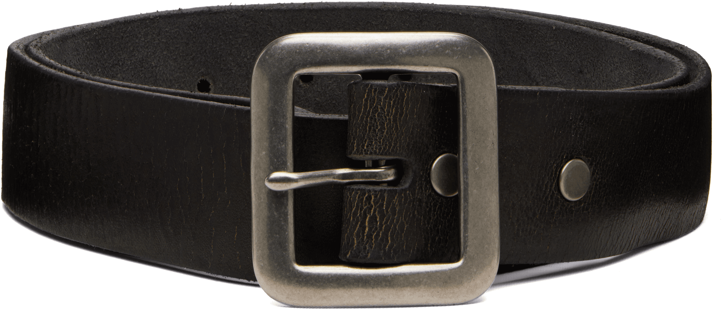 Black Hand-Burnished Leather Belt - Image 1