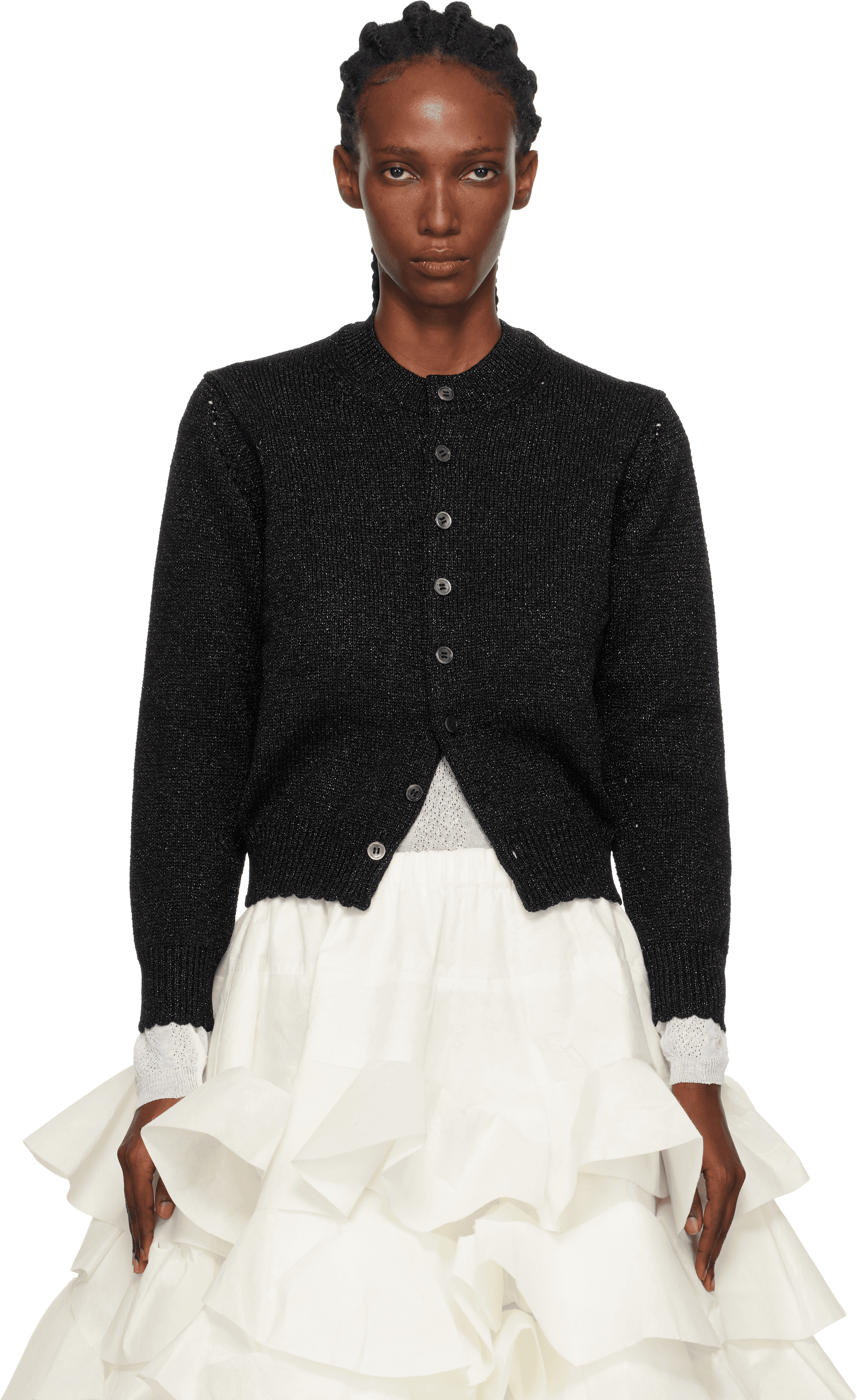 Black Wool Mix Cardigan - Image 1