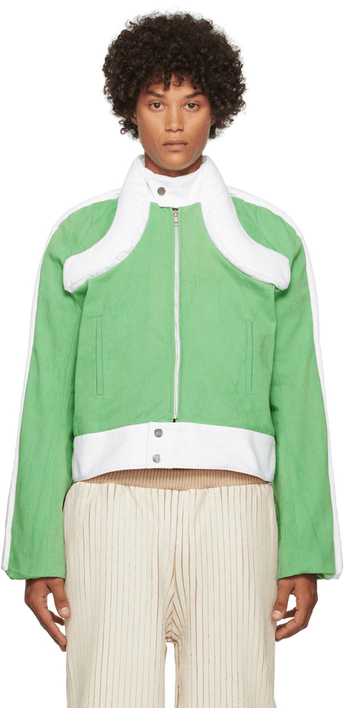 SSENSE Exclusive Green & White Denim Jacket - Image 1