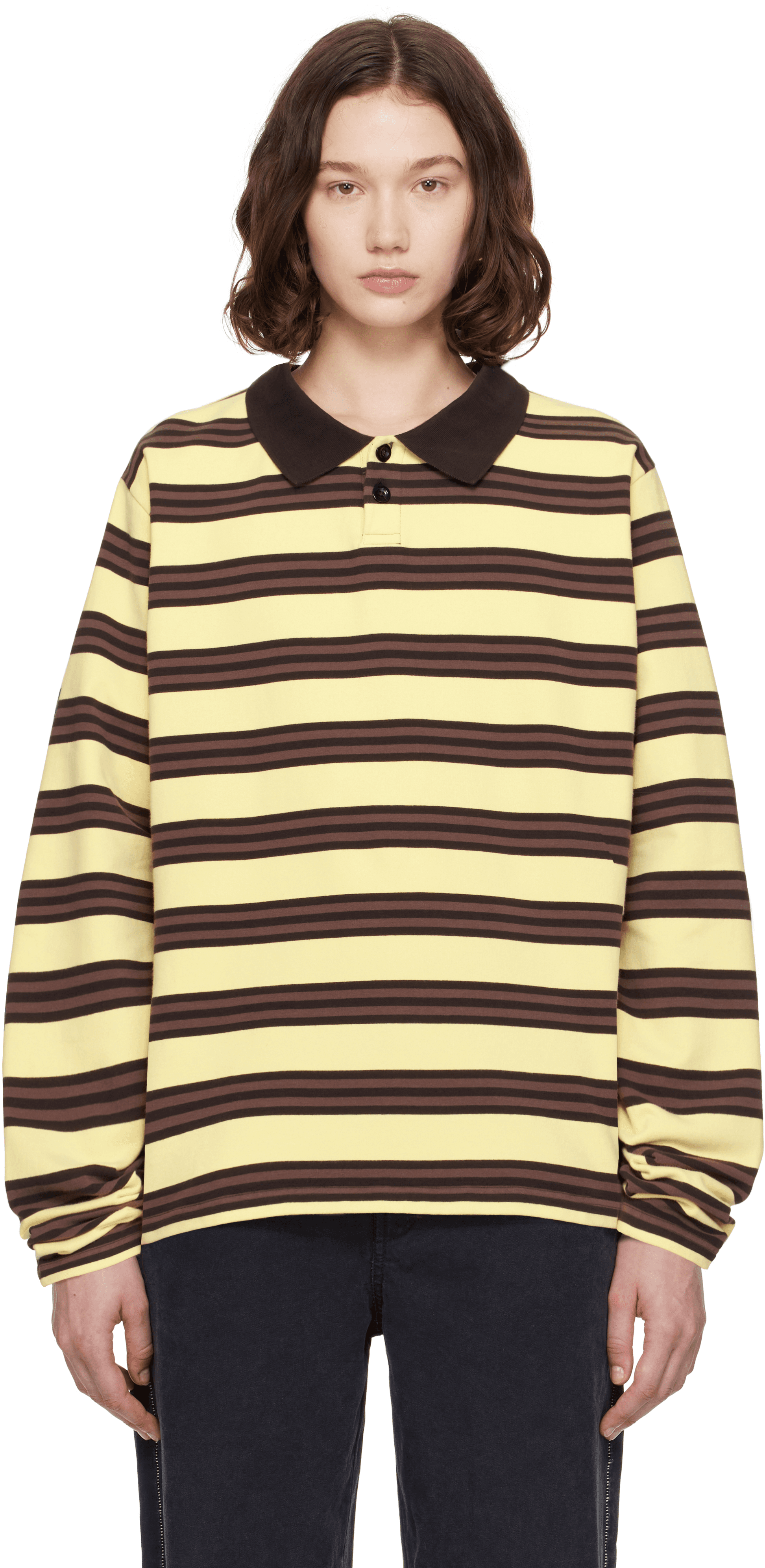 Yellow & Brown Oversized Polo - Image 1