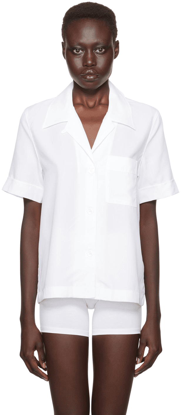 White Short Sleeve Pyjama Shirt - Image 1