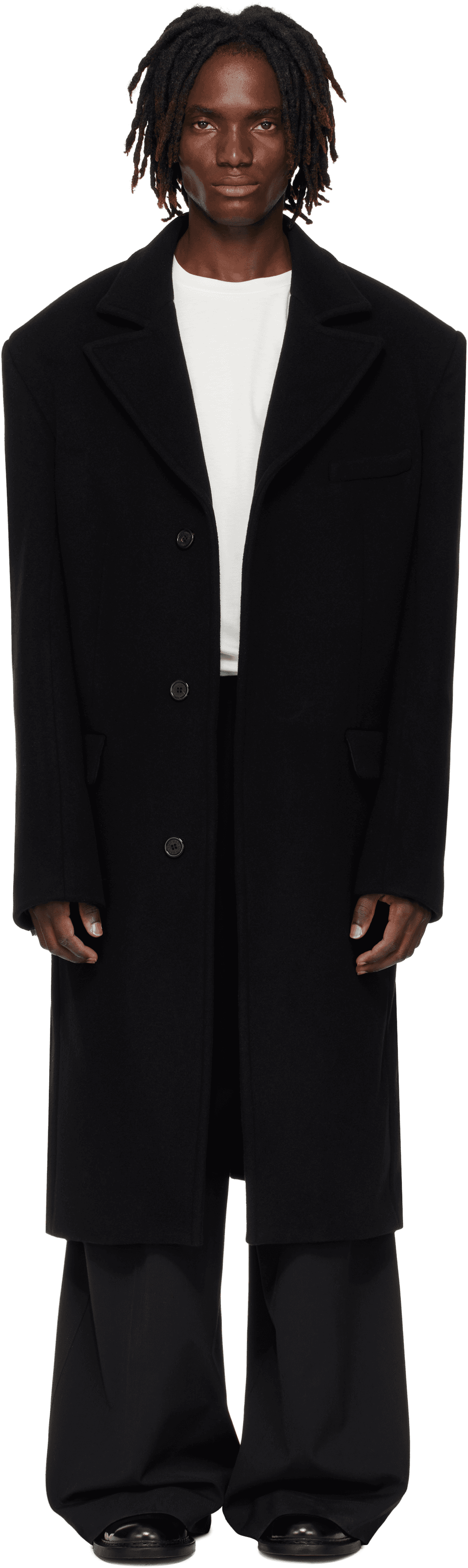Black Melton Overcoat - Image 1