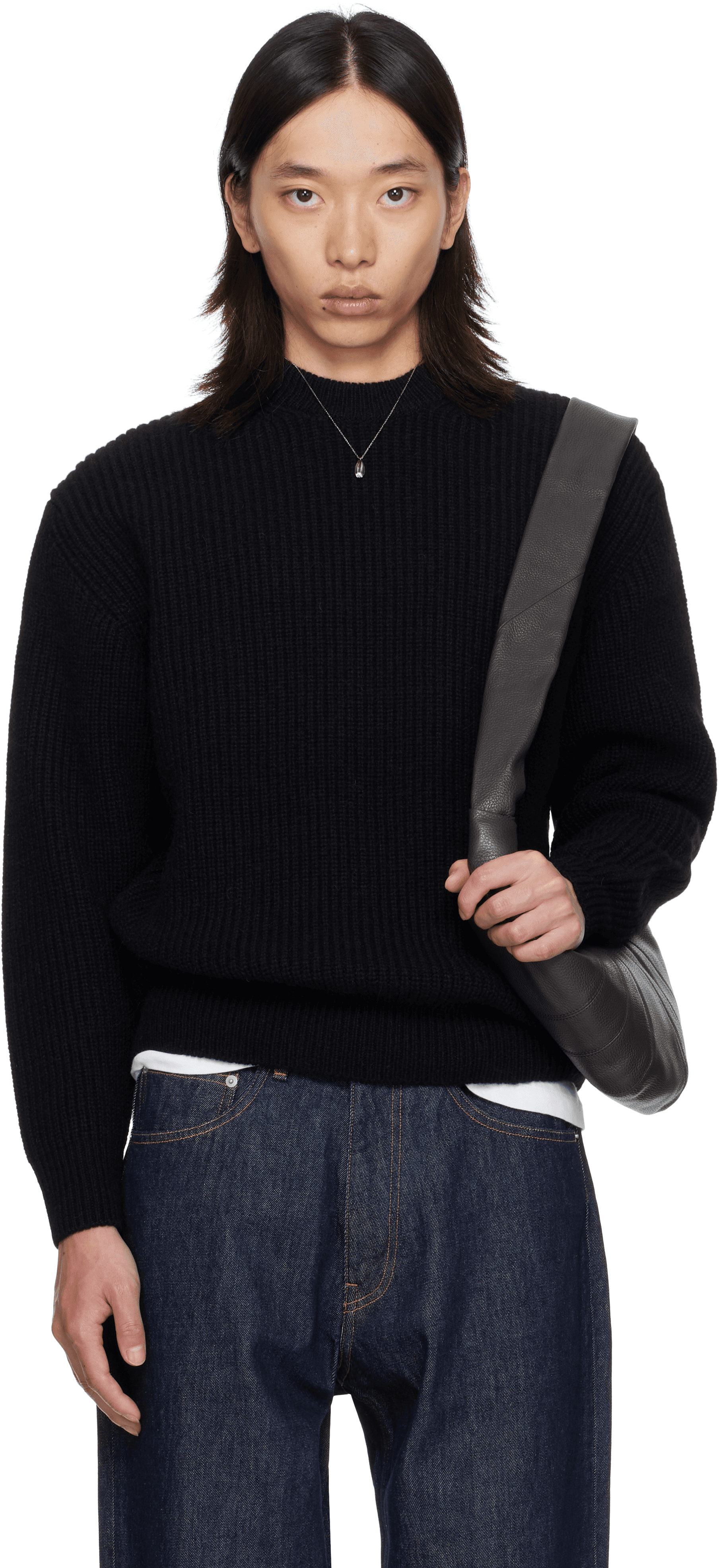 Black Baby Alpaca Knit Sweater - Image 1