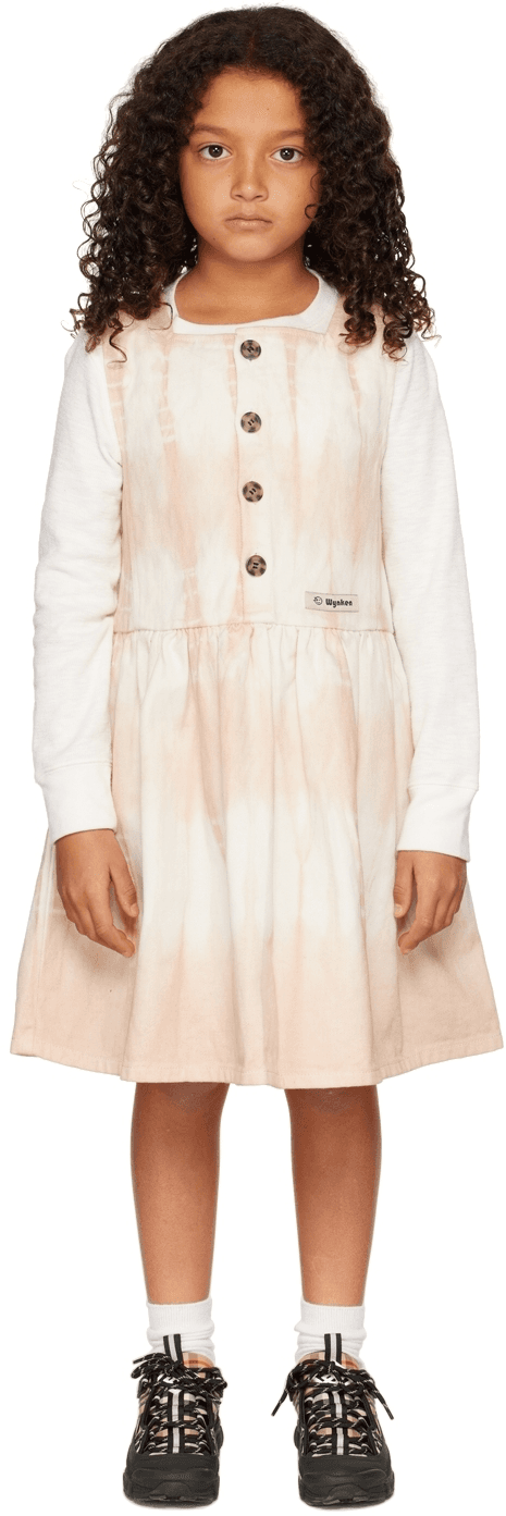 Kids Pink & Off-White Maria Pinafore Dress - Image 1