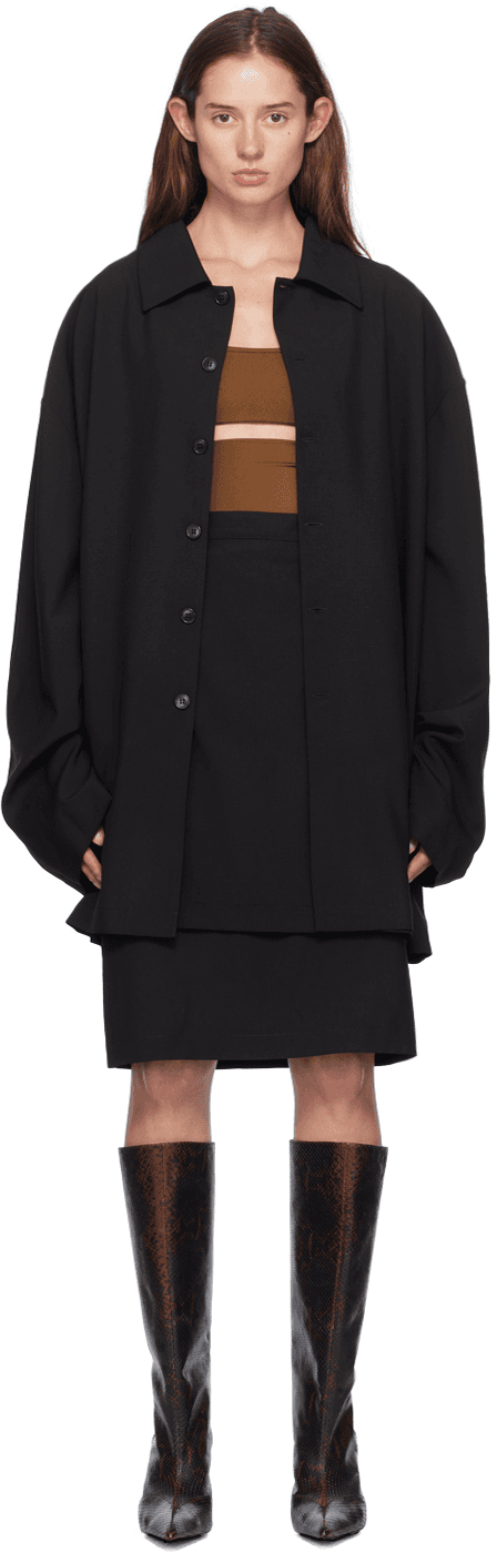 Black 'Jacket Skirt' Midi Dress - Image 1