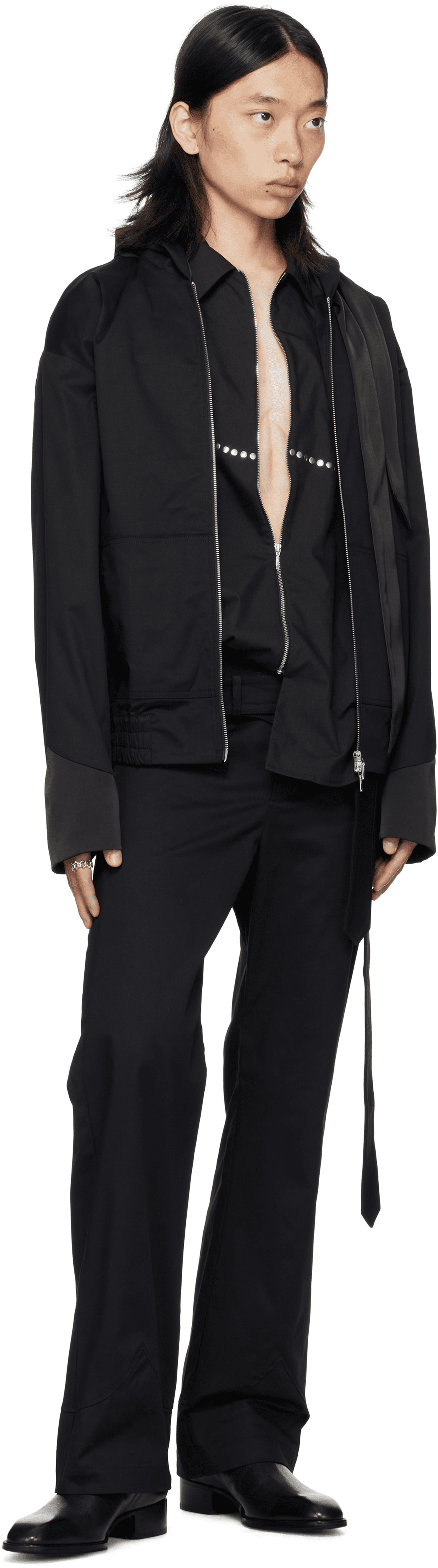 a.v. vattev - Black Hooded Scarf Jacket - Image 1