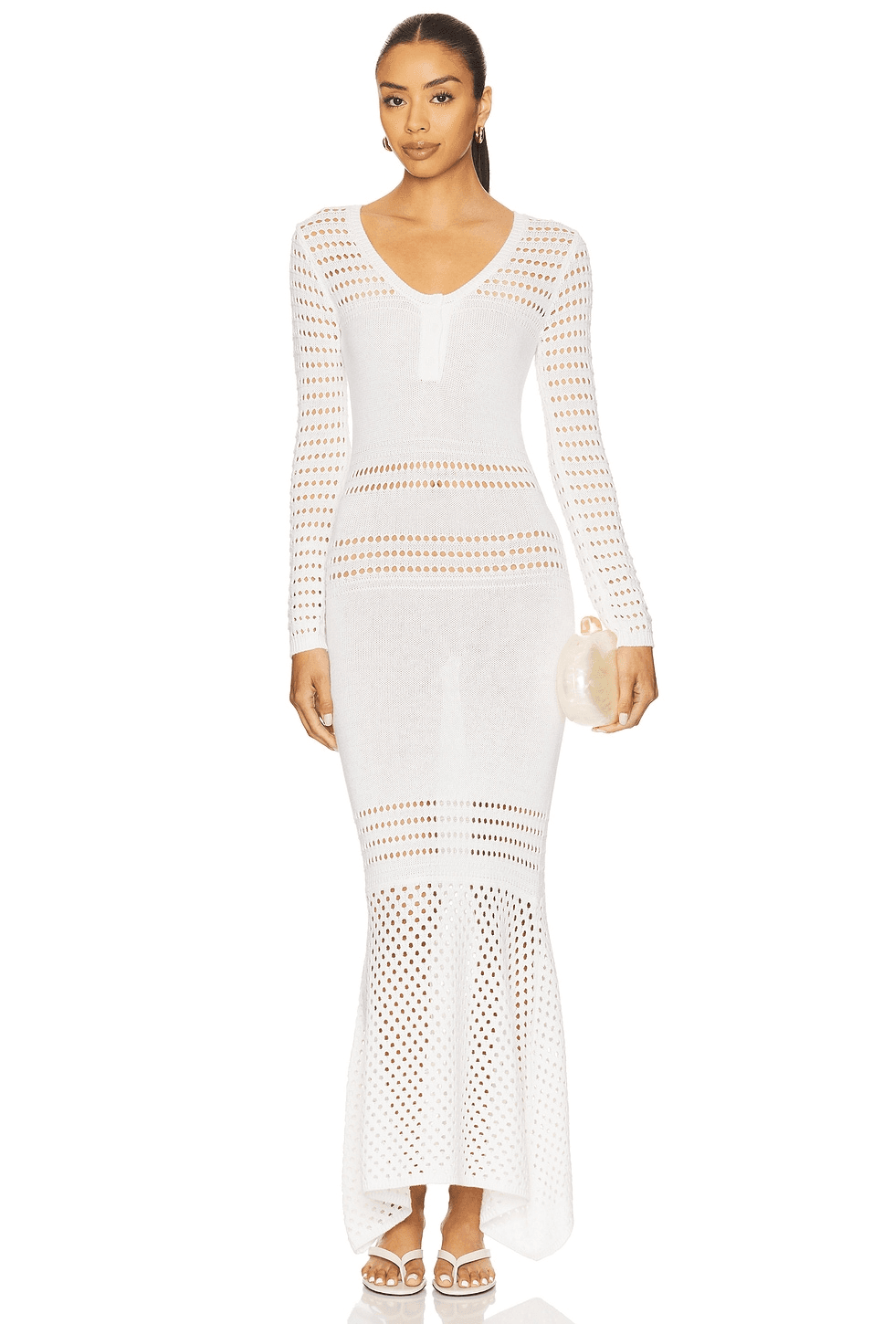 Striped Mesh Handkerchief Midi Dress - Image 1
