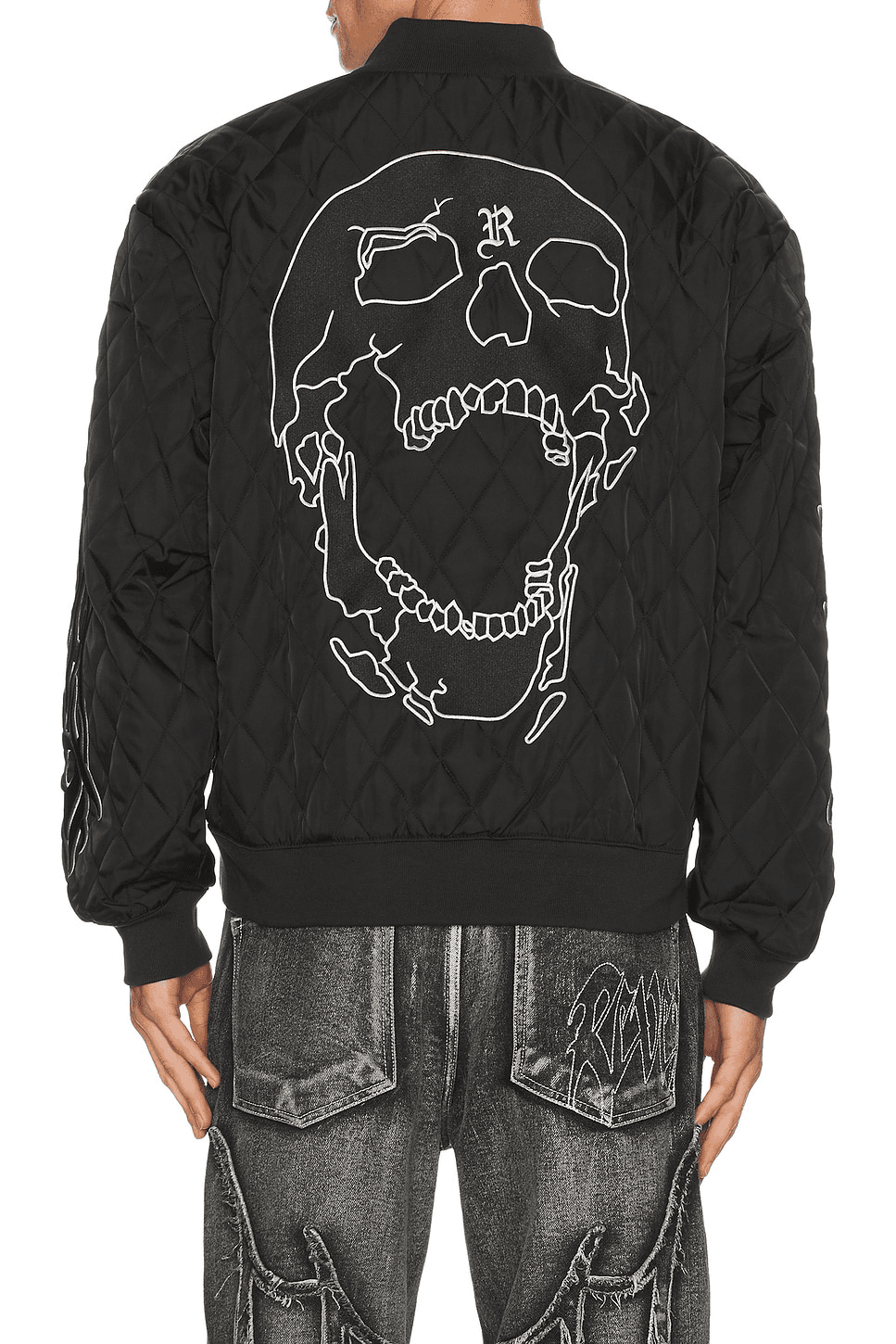 Skull Logo Quilted Bomber Jacket - Image 1