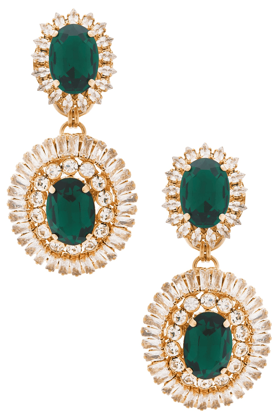 Omega Clasp Oval Disc Chandeliers Drop Earrings - Image 1