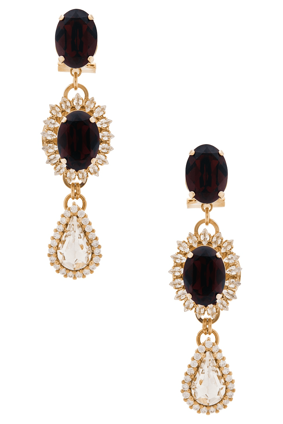 Omega Clasp Double Drop Chandelier Drop Earrings - Image 1