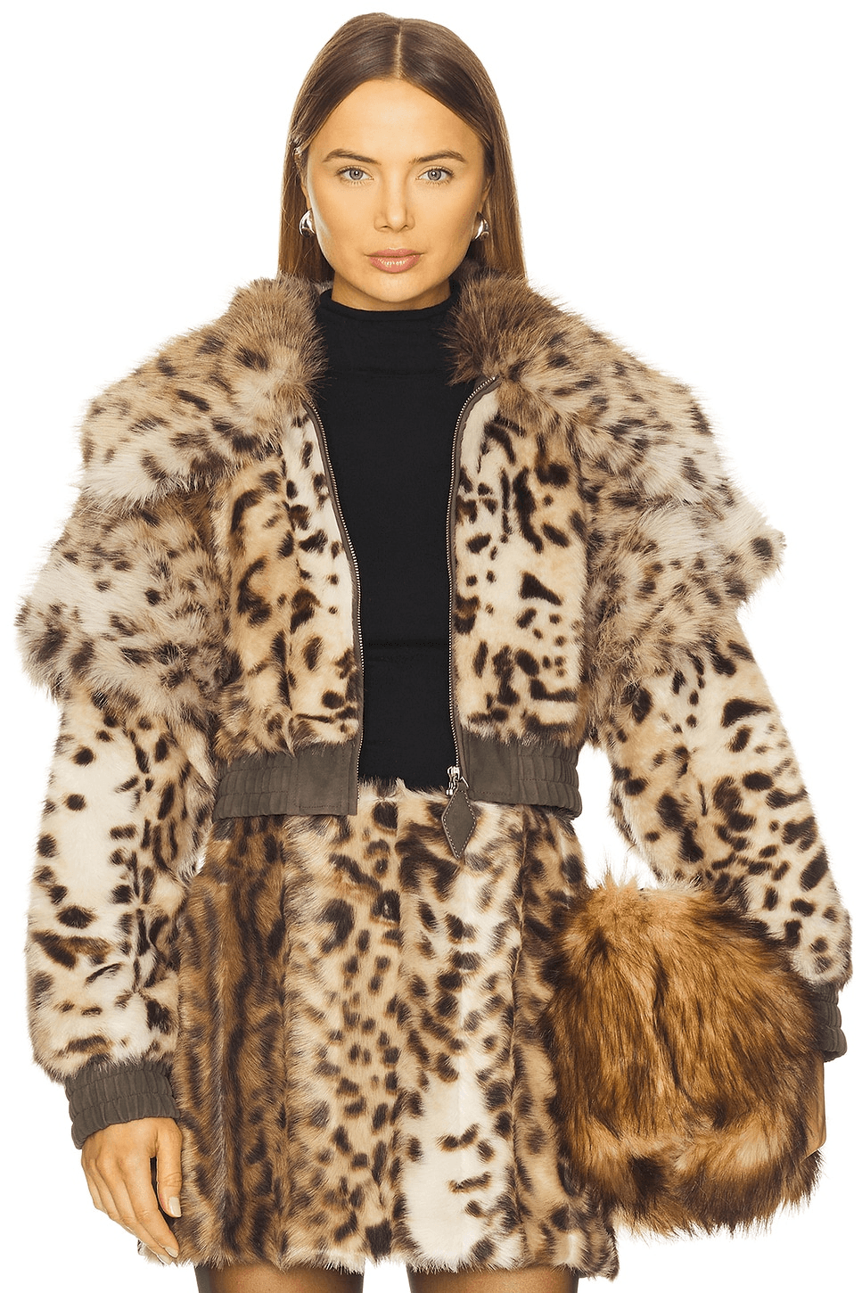 Valde Faux Fur Lynx Bomber Jacket - Image 1