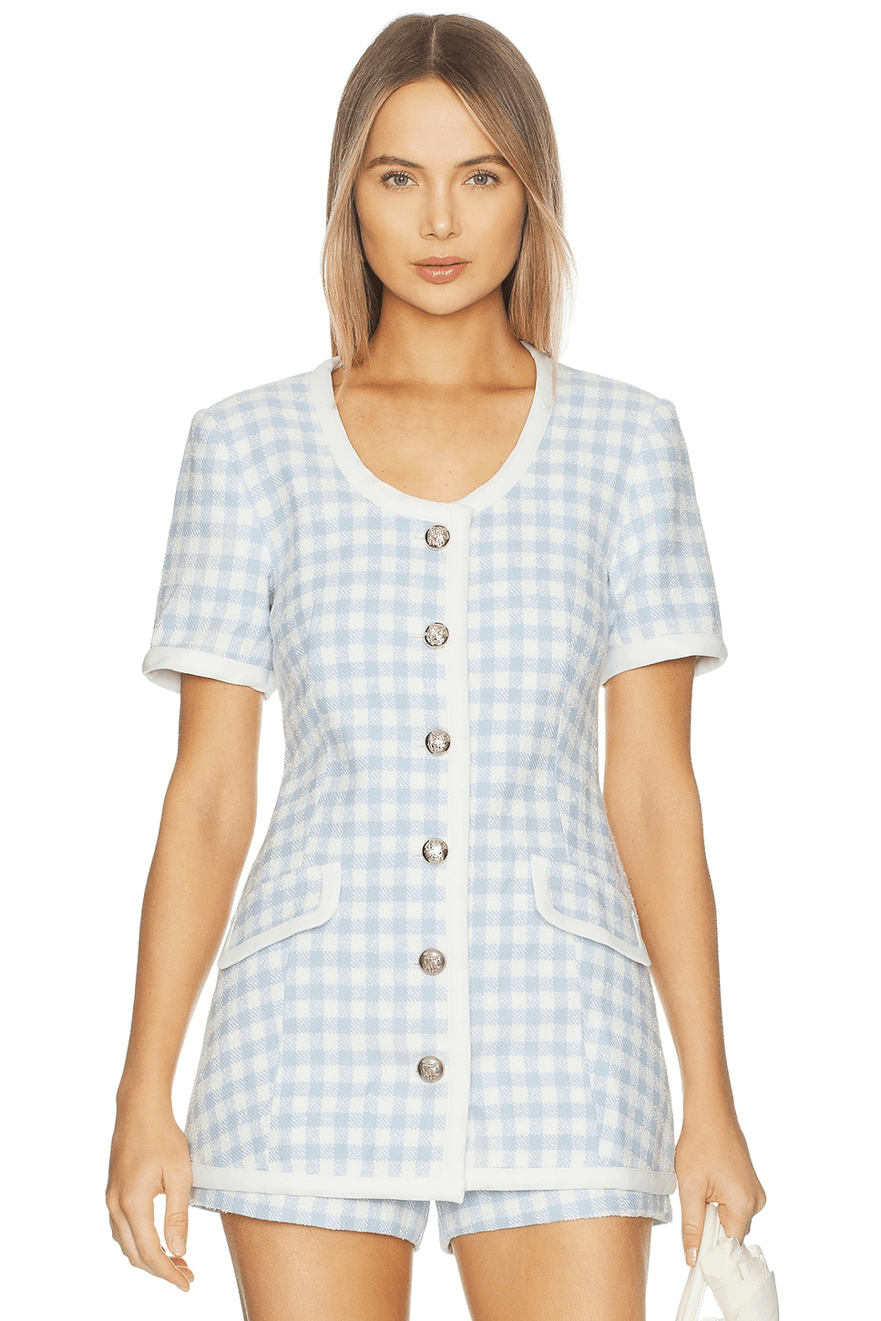 Frances Jacket in Light Blue Gingham - Image 1