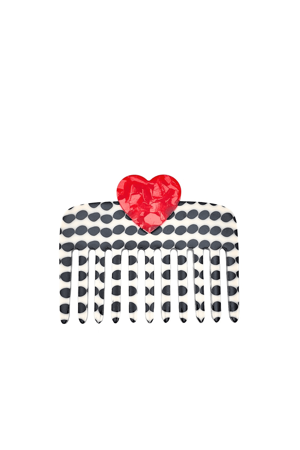 Hand-Painted Polka Dot Heart Pocket Hair Comb - Image 1