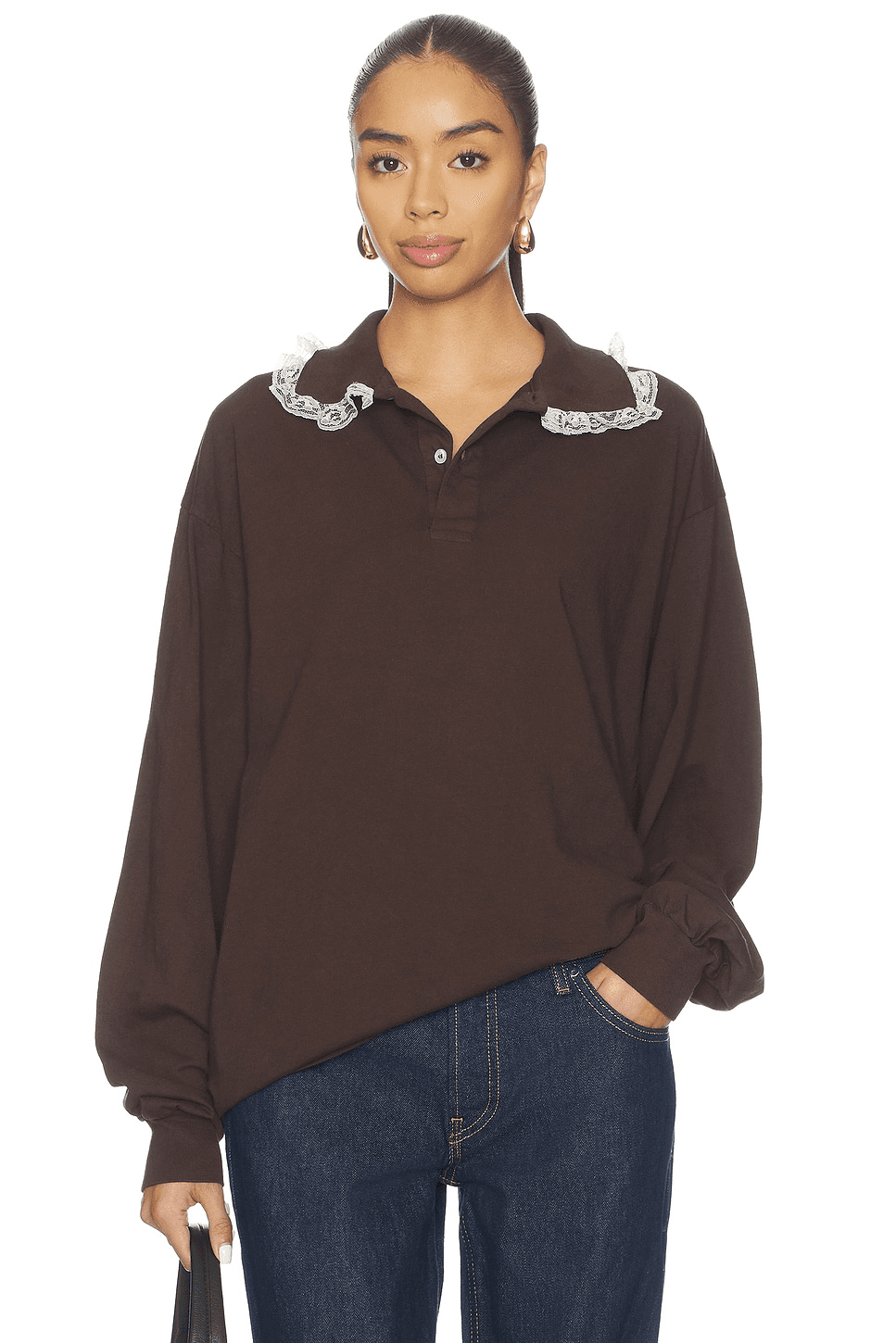 Cletus Lace Trim Polo Top - Image 1