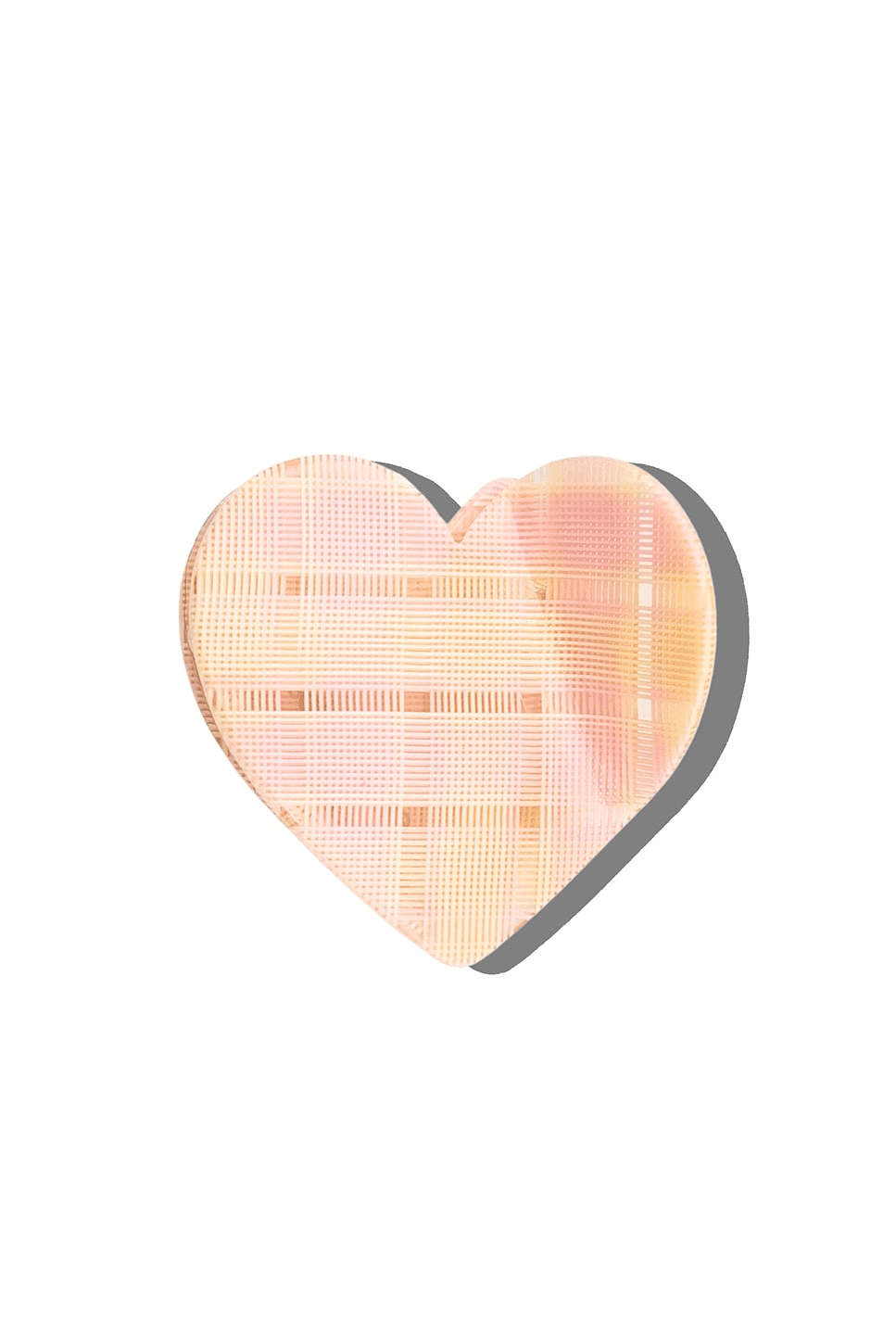 Hand-Painted Pink Plaid Heart Claw Clip - Image 1
