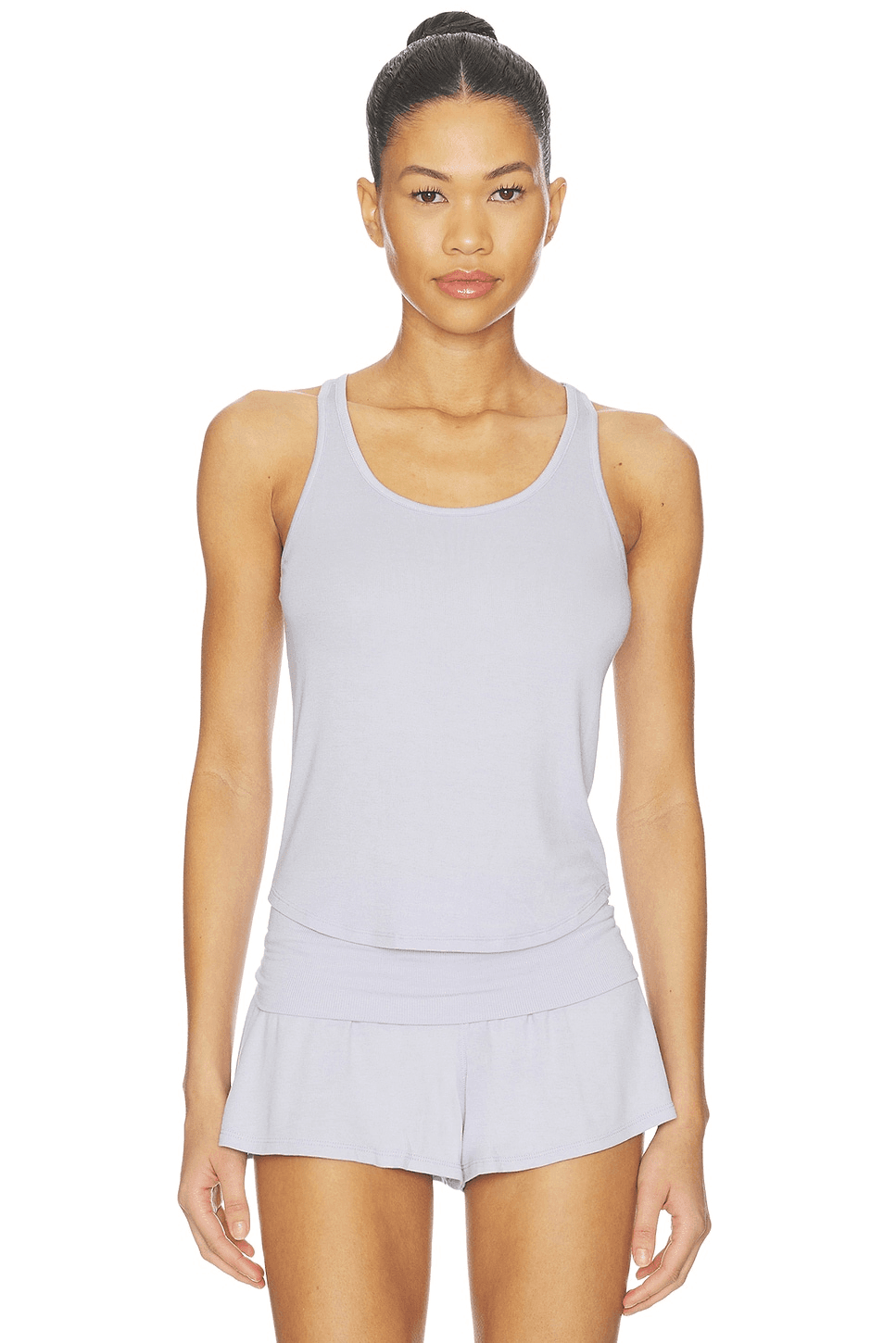 Soft Modal Rib Curved Hem Tank Top - Image 1