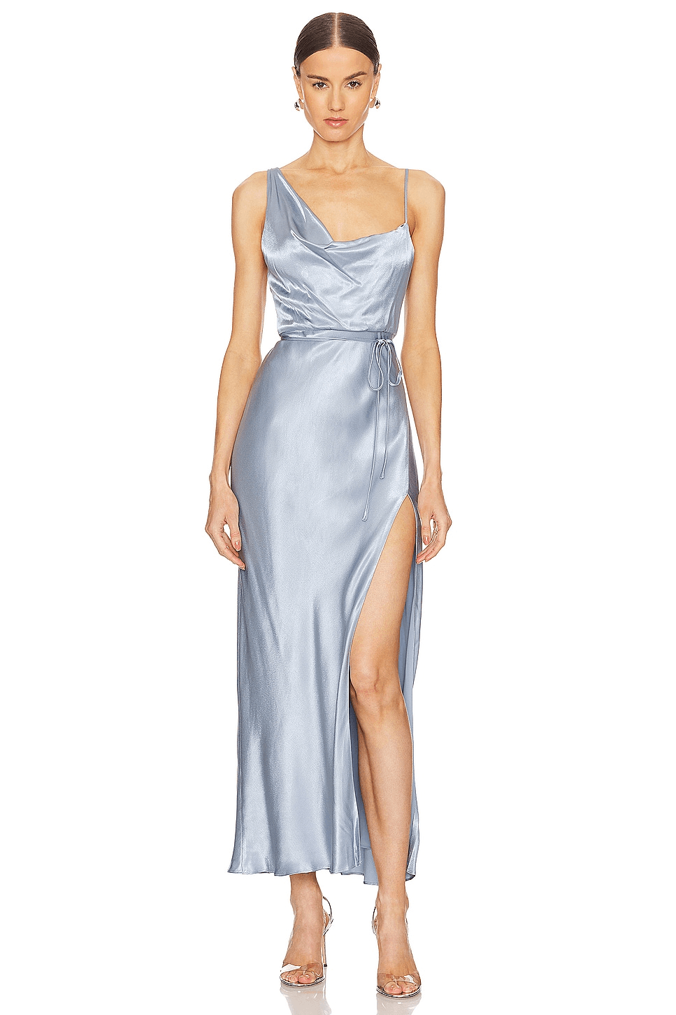 La Lune Draped Side Split Midi Dress - Image 1