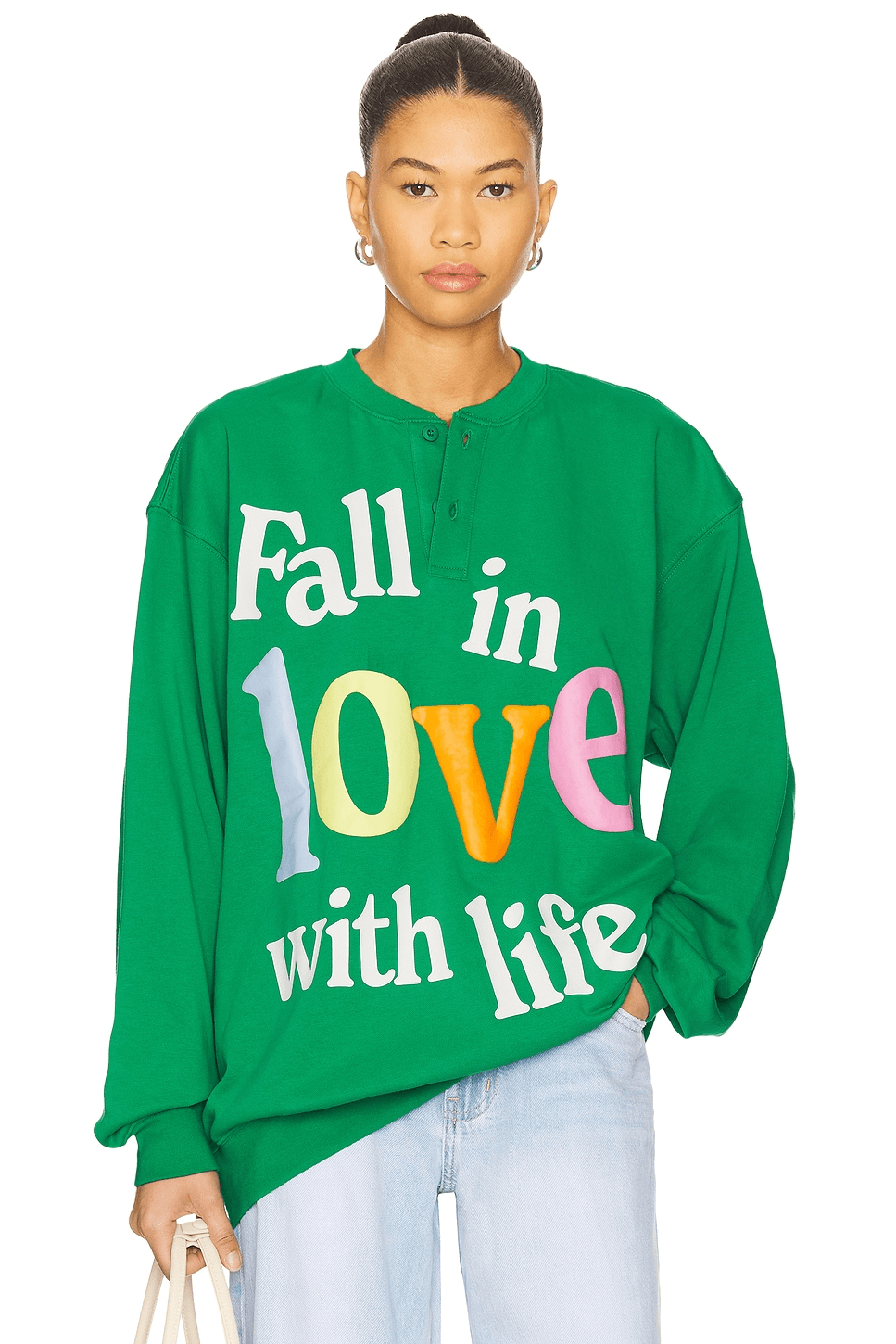 Fall in Love With Life Henley Sweatshirt - Image 1