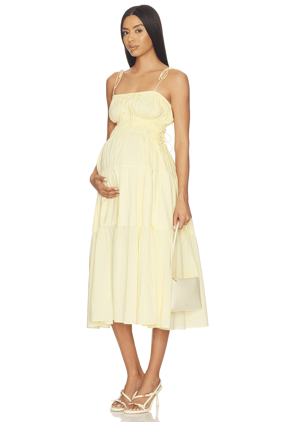 Shirred Midi Poplin Dress - Image 1