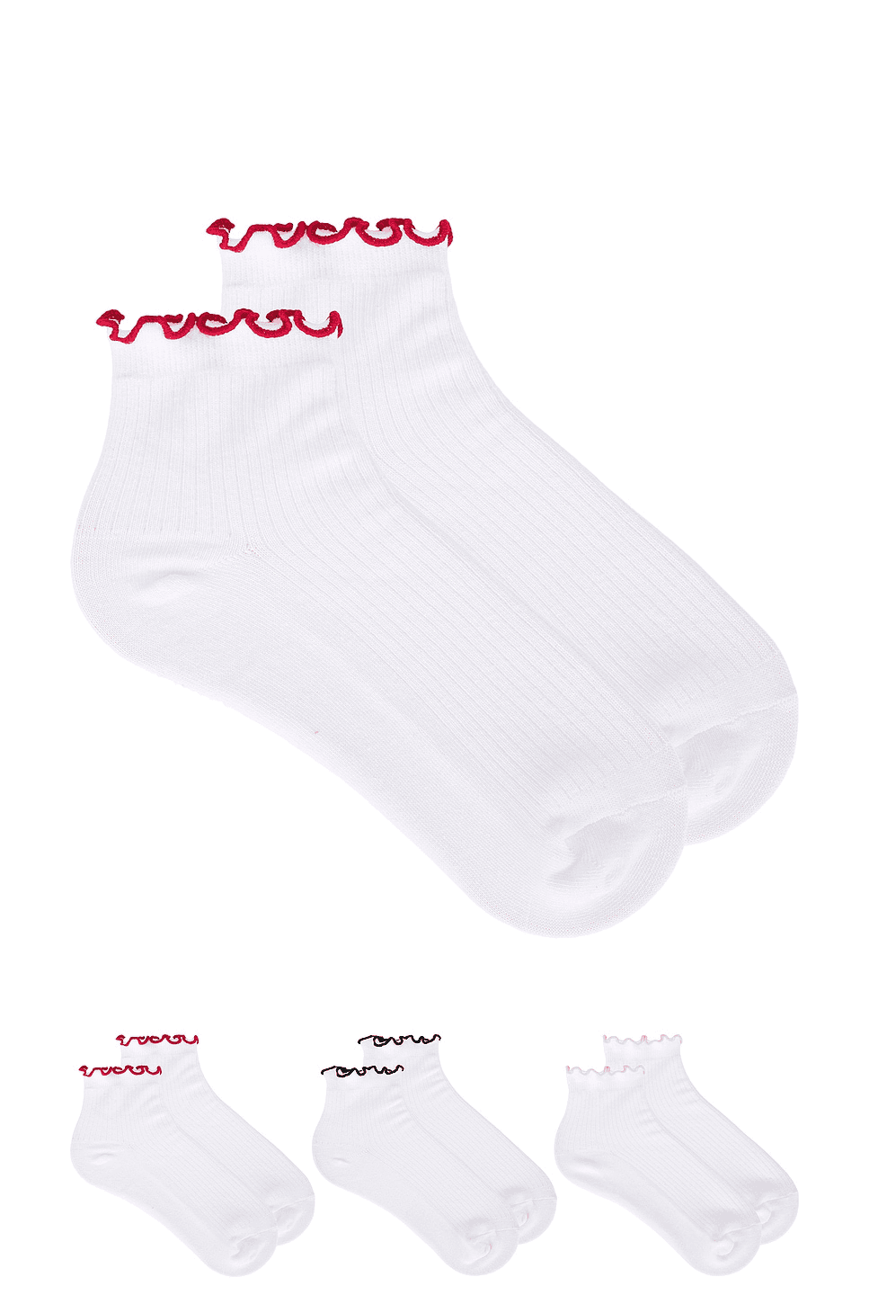 3-pack Ruffle Contrast Ankle Socks - Image 1