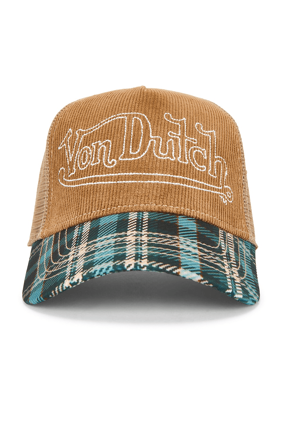 Plaid Cord Trucker Hat - Image 1