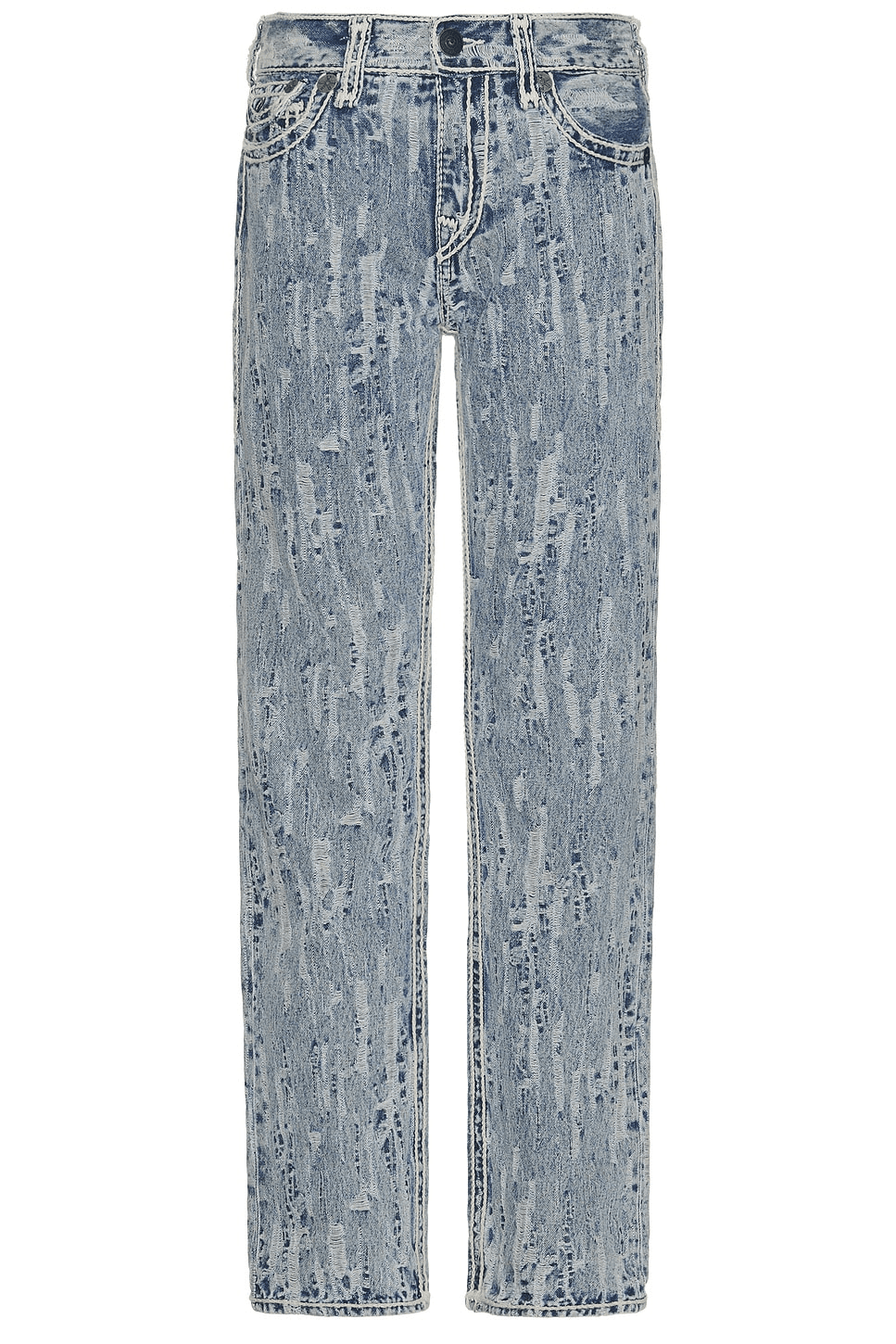 Distressed Jacquard Ricky Rope Stitch Flap Jeans - Image 1