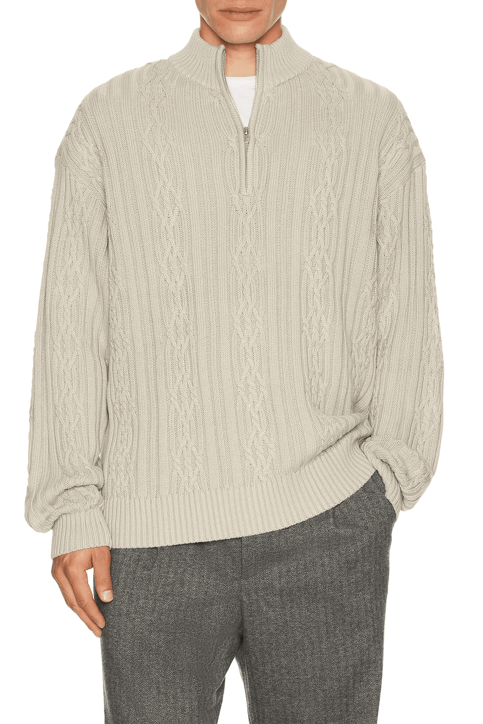 Cable Knit Half Zip Sweater - Image 1