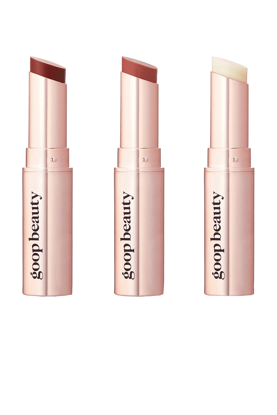 goop beautygenes Clean Nourishing Lip Balm Trio, Rose + Garnet - Image 1