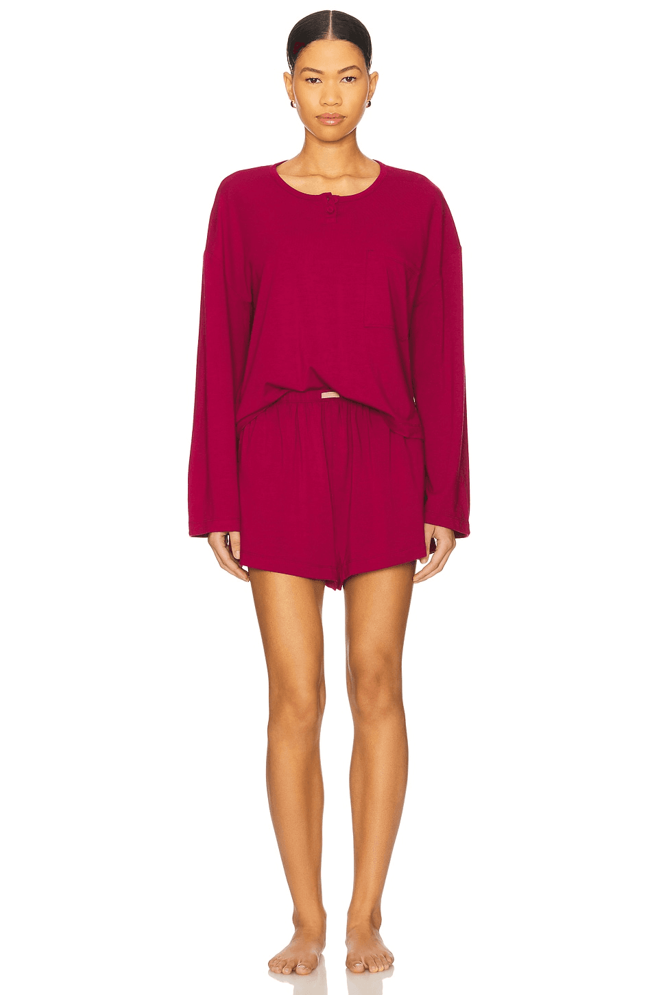 Long Sleeve Henley Short Set - Image 1