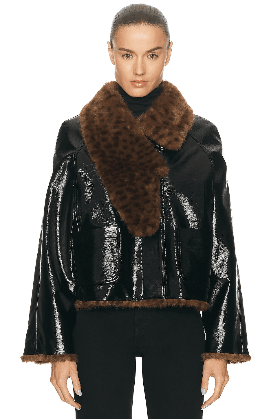 Revolve X JJ Pu Leopard Print Jacket - Image 1